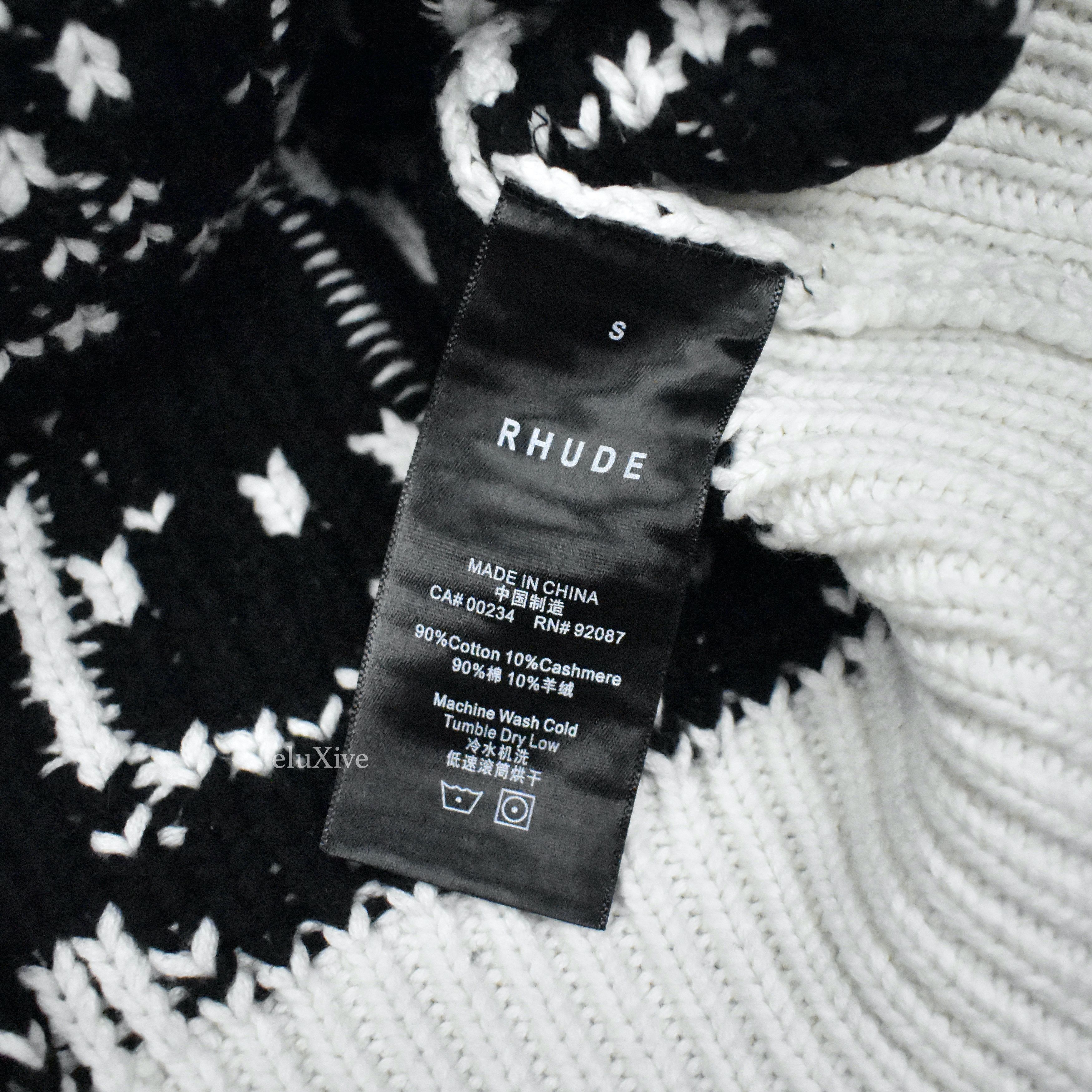 Rhude Cream Double Knit Cotton Cashmere Bandana Sweater