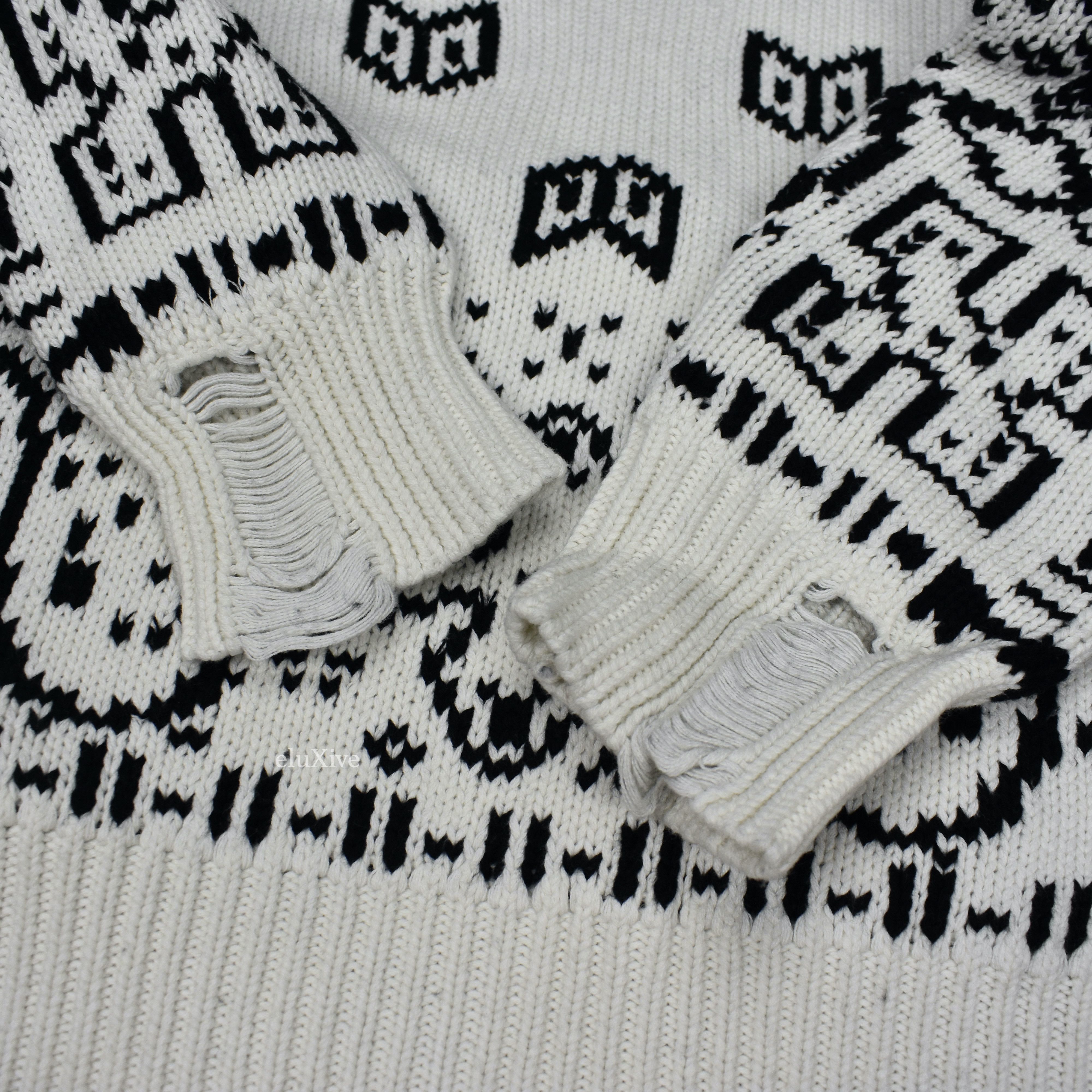 Rhude Cream Double Knit Cotton Cashmere Bandana Sweater