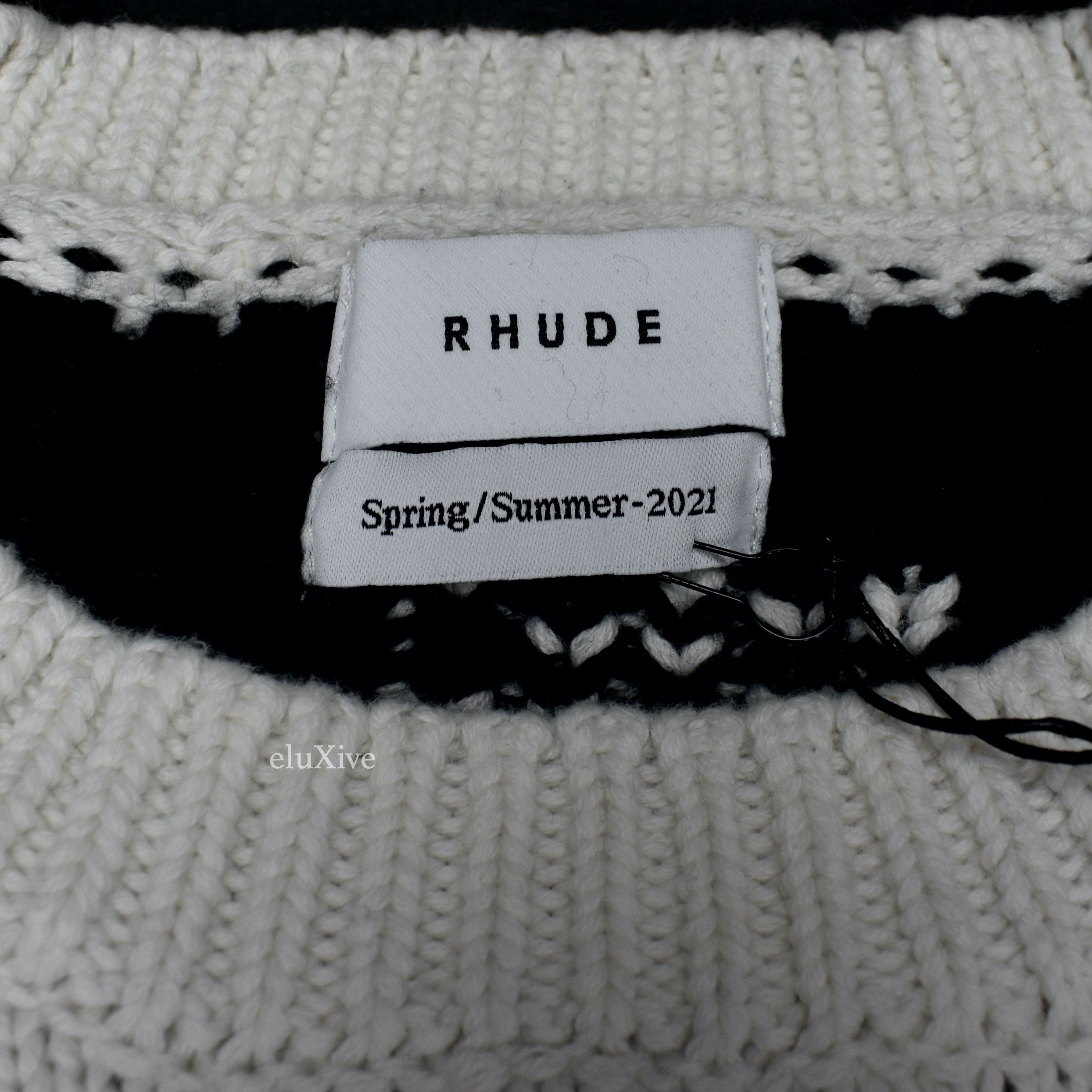 Rhude Cream Double Knit Cotton Cashmere Bandana Sweater
