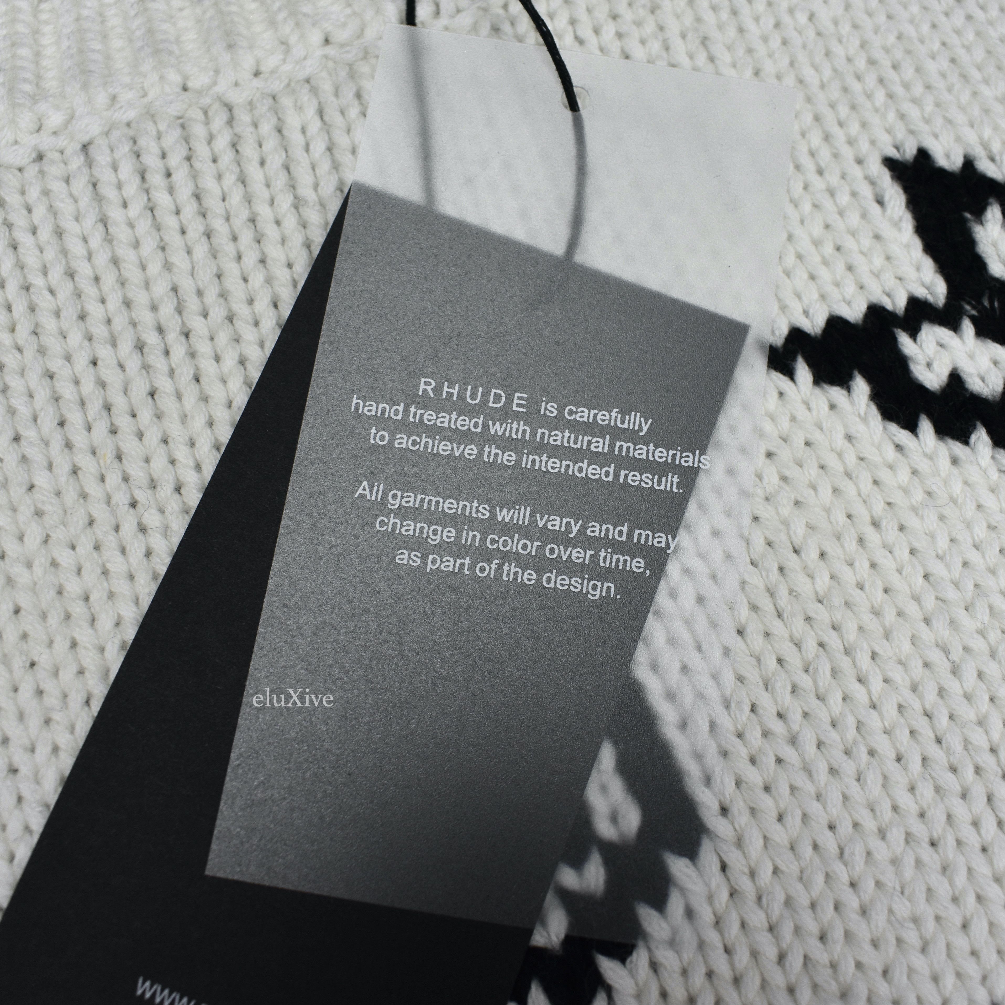 Rhude Cream Double Knit Cotton Cashmere Bandana Sweater