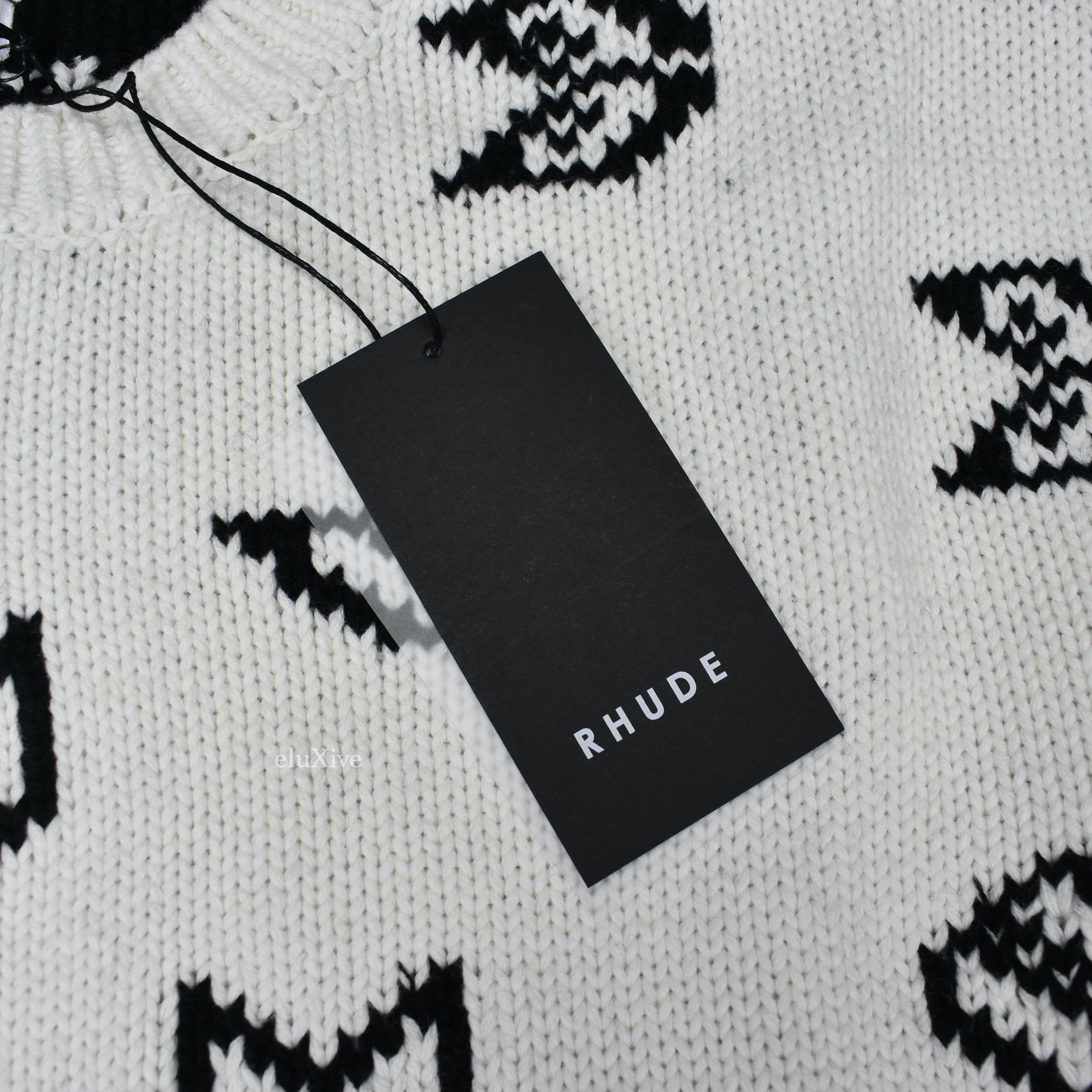 Rhude Cream Double Knit Cotton Cashmere Bandana Sweater