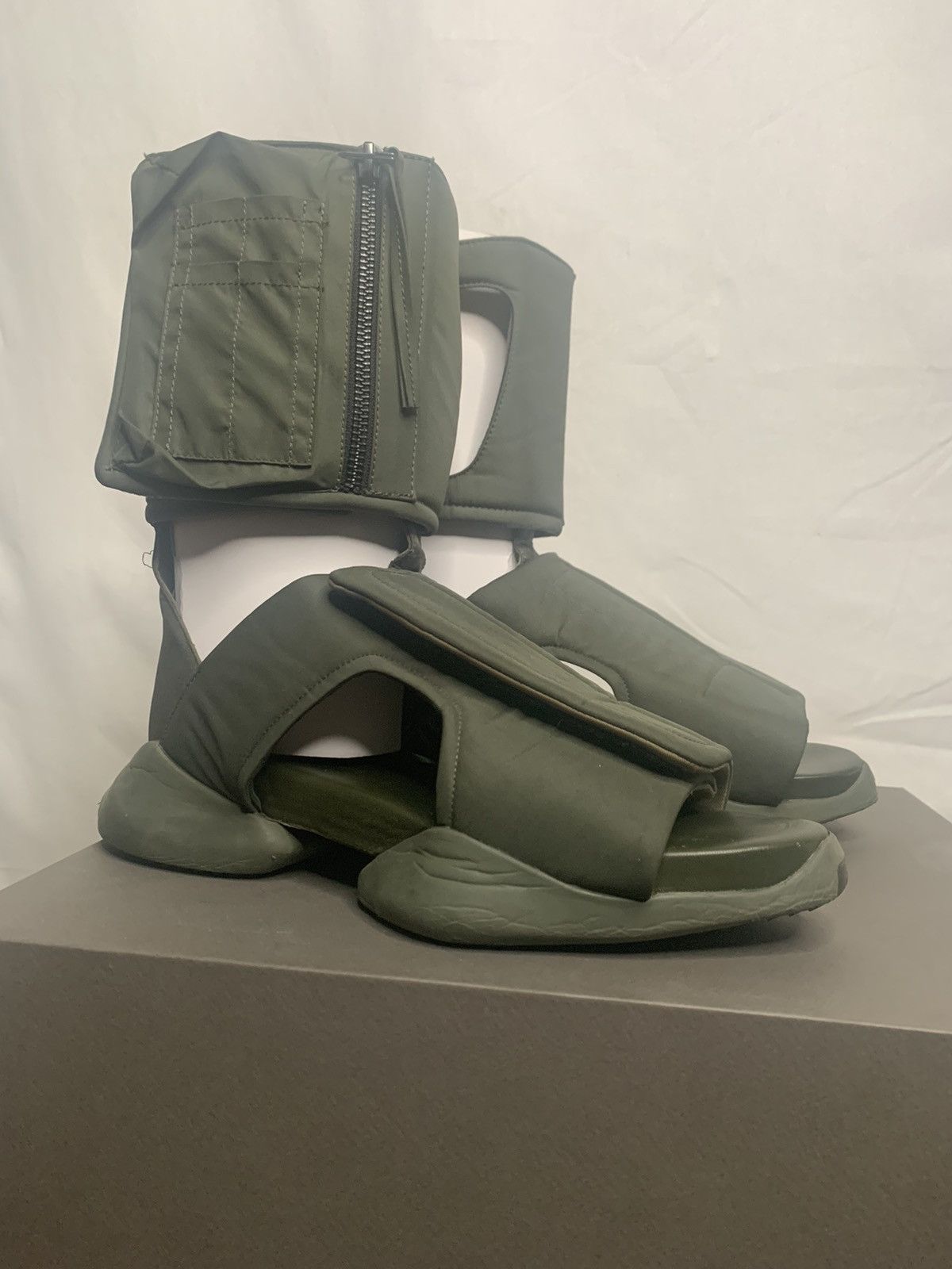 image of Adidas x Rick Owens Drkshdw Super Cargo Sandals! Eu 41 in Miltary Green, Men's (Size 8)