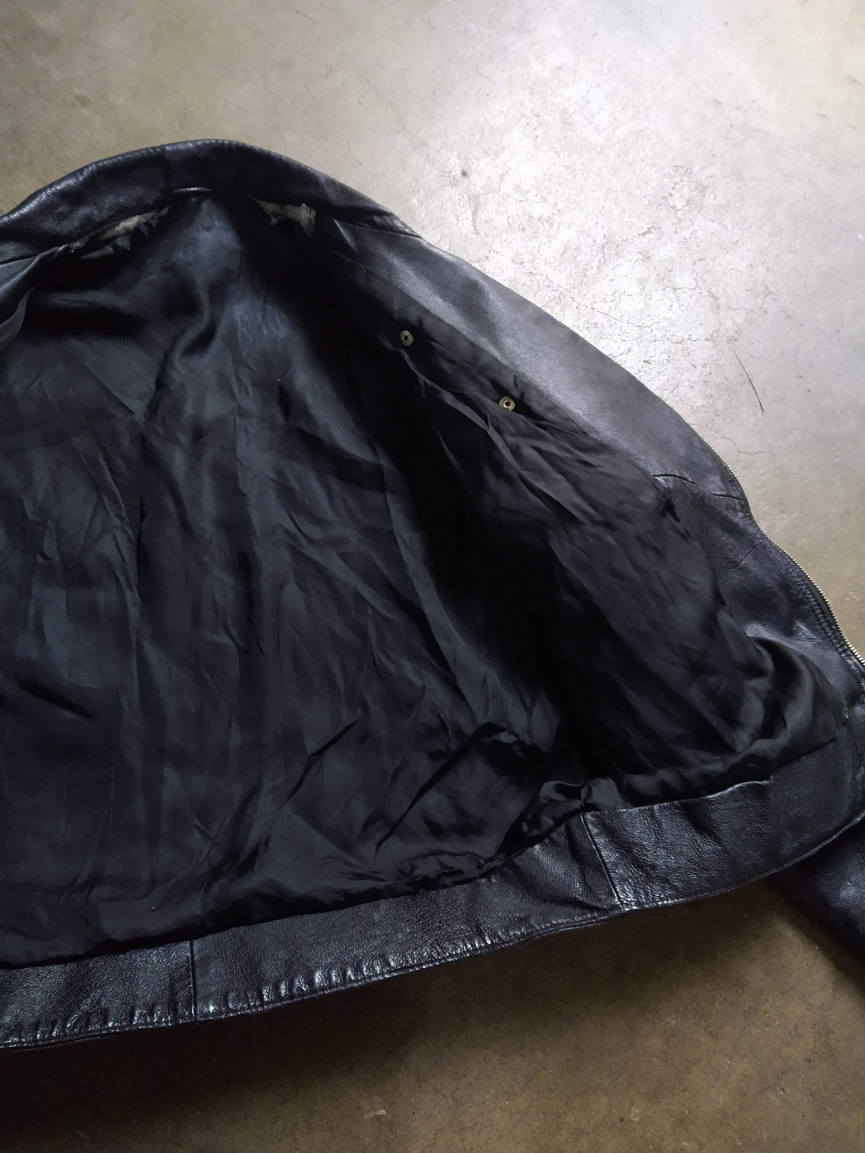 Genuine Leather Vintage Leather Motorcycle Jacket Biker Large Black Zip FLAW Size US L / EU 52-54 / 3 - 3 Thumbnail