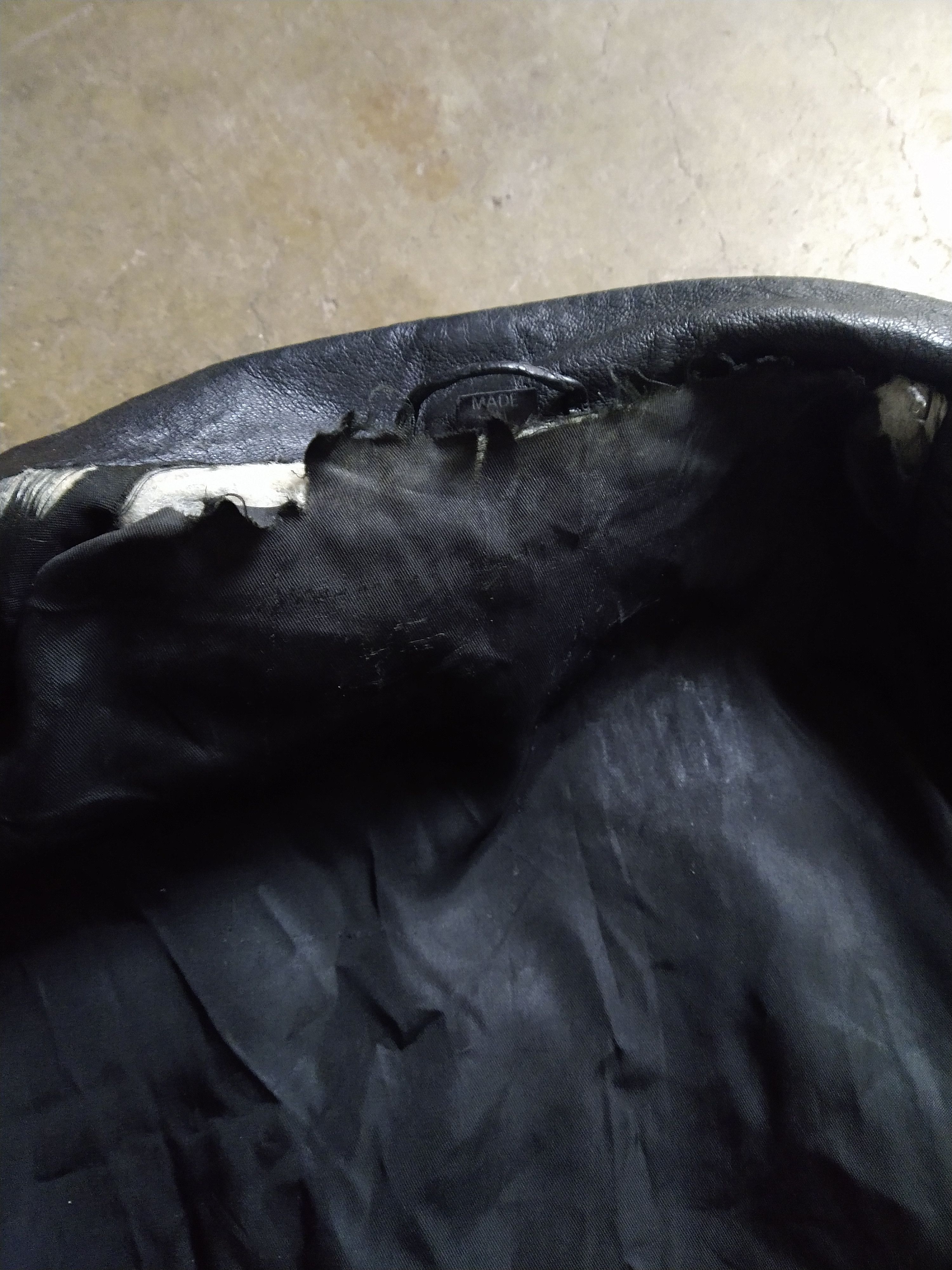 Genuine Leather Vintage Leather Motorcycle Jacket Biker Large Black Zip FLAW Size US L / EU 52-54 / 3 - 8 Thumbnail