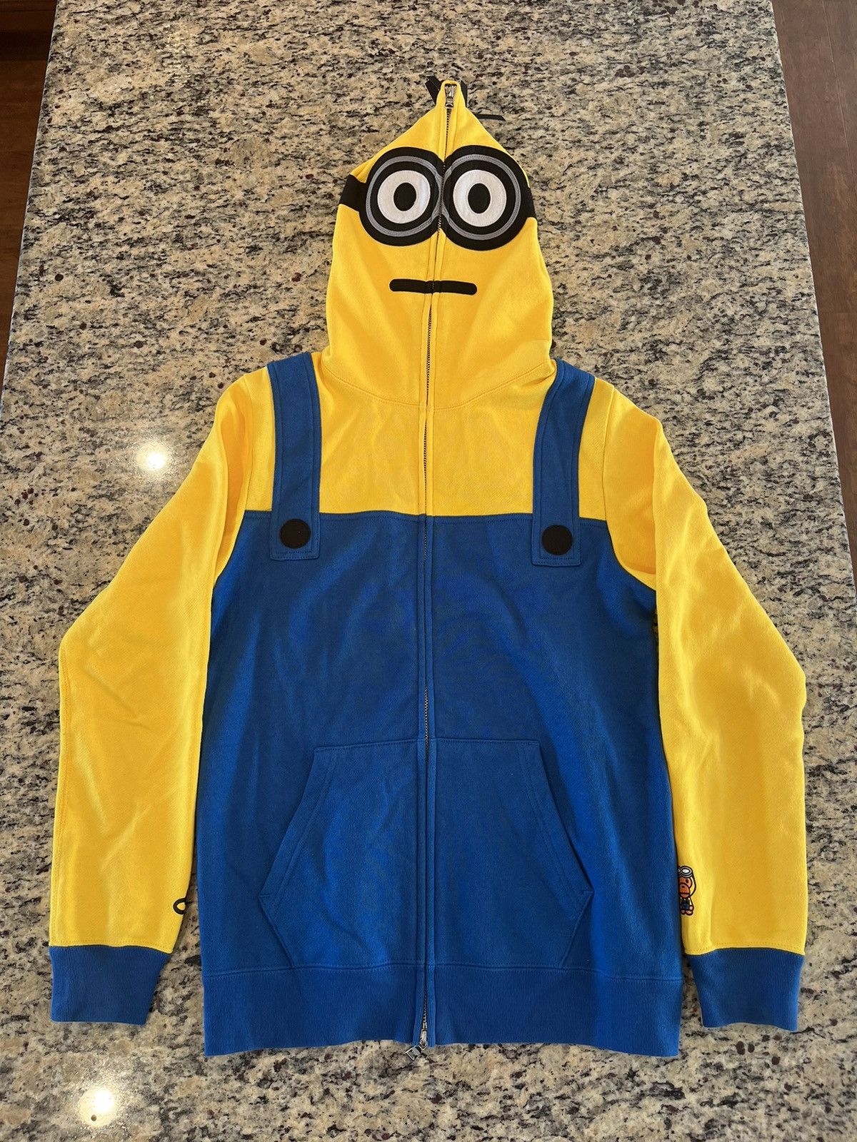 image of Bape X Minions Full Zip Shark Hoodie in Yellow, Women's (Size Small)