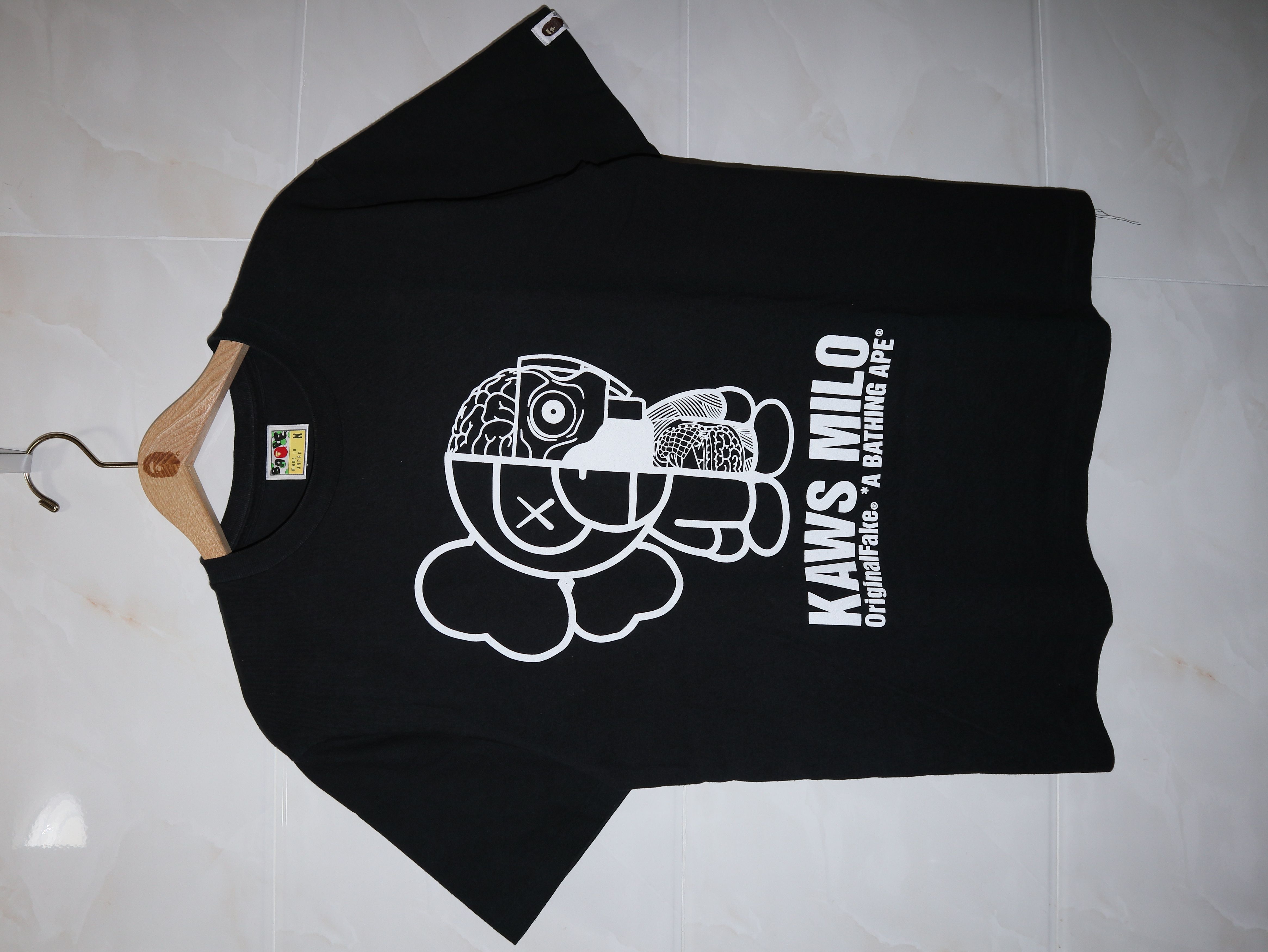 image of Bape x Kaws X Original Fake Baby Milo Dissected Tee in Black, Men's (Size Medium)