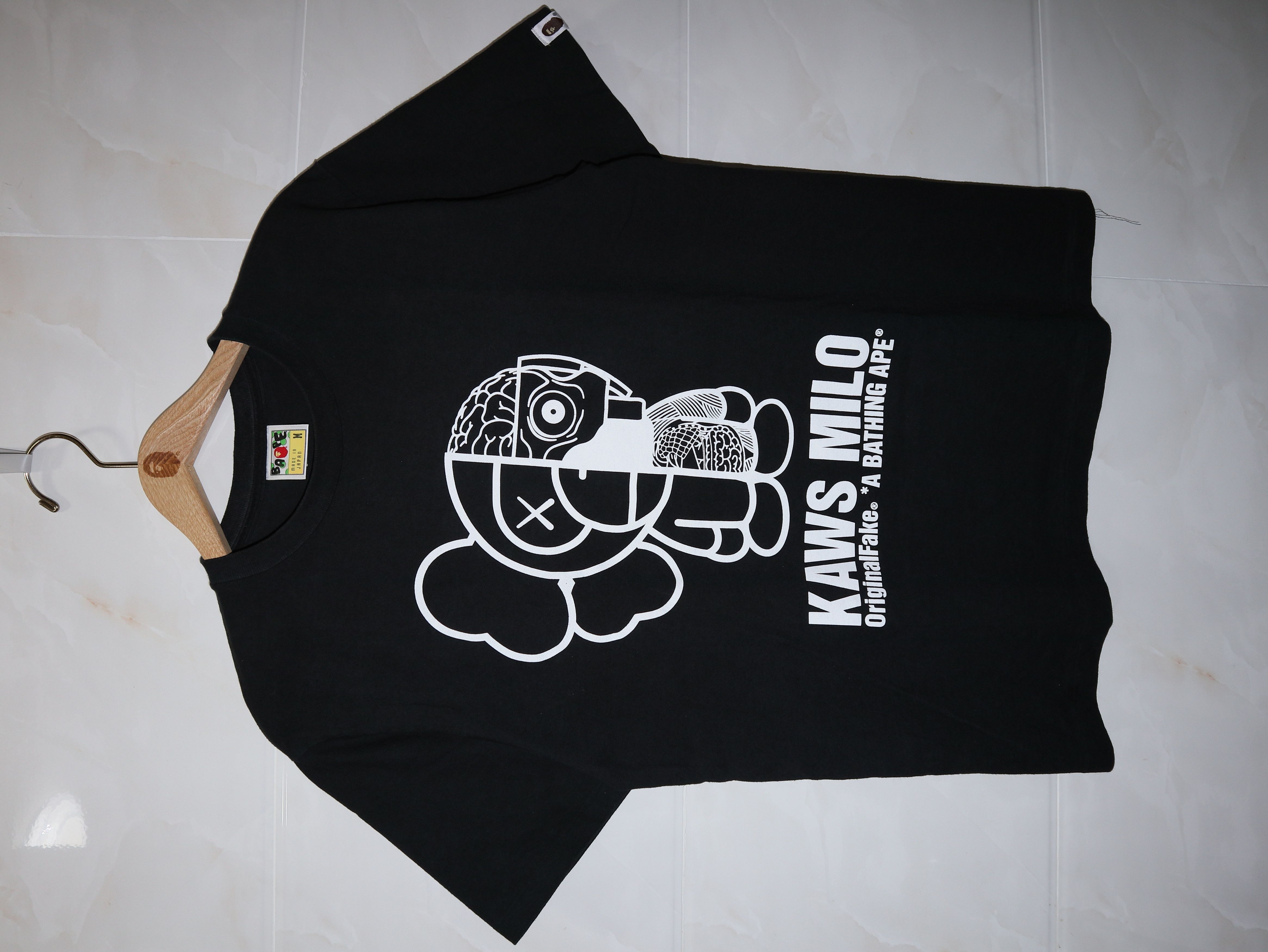 Pre-owned Bape X Kaws Bape X Original Fake Baby Milo Dissected Tee In Black