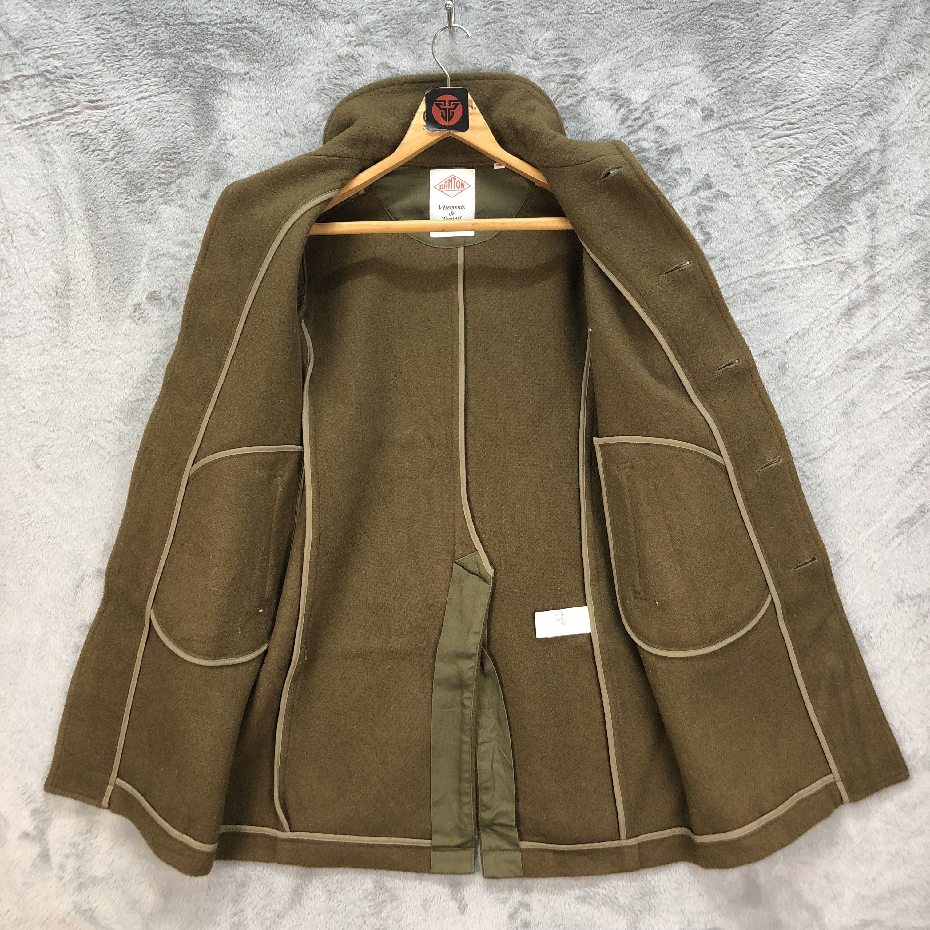 Danton DANTON VETEMENTS DE TRAVAIL OLIVE WOOL LONG COAT #6459-68 Size US XS / EU 42 / 0 - 7 Thumbnail