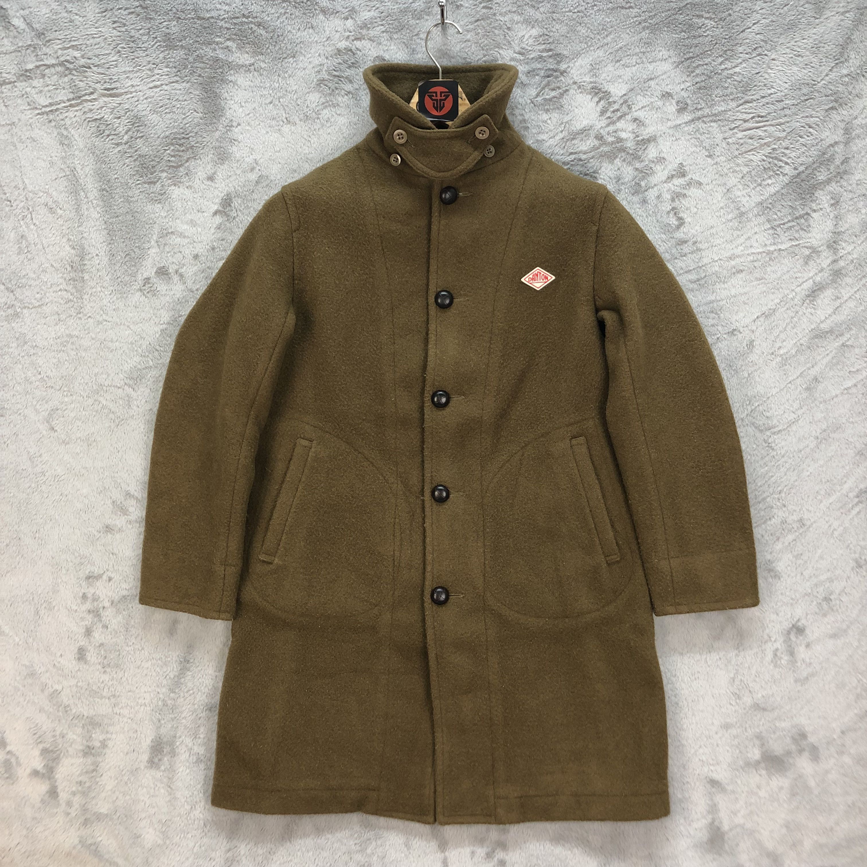 Danton DANTON VETEMENTS DE TRAVAIL OLIVE WOOL LONG COAT #6459-68 Size US XS / EU 42 / 0 - 1 Thumbnail