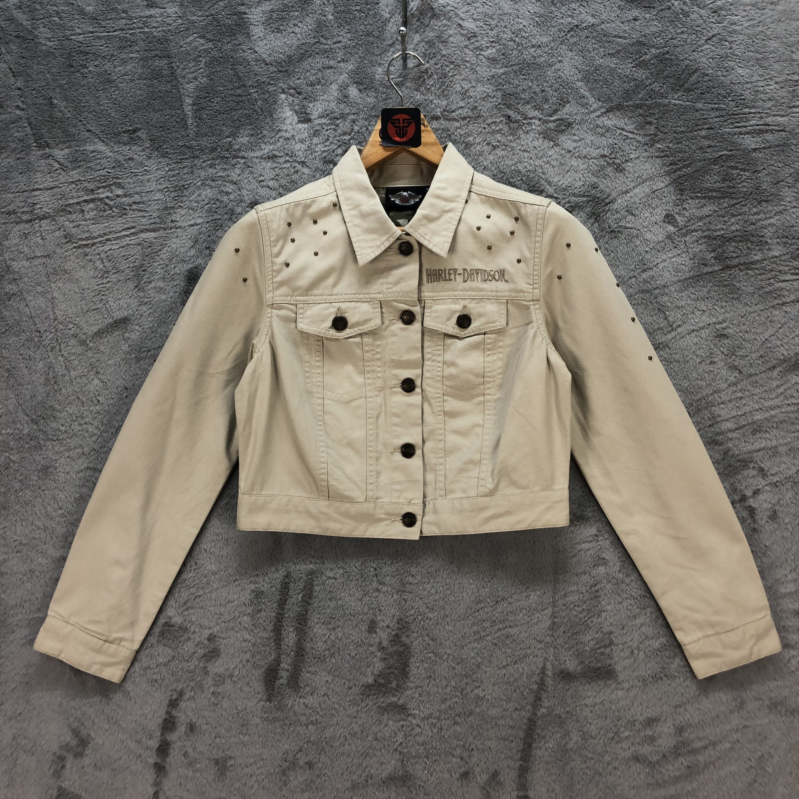 Harley Davidson 06' HARLEY DAVIDSON EMBROIDERY LOGO CROPPED JACKET #6557-73 Size M / US 6-8 / IT 42-44 - 1 Thumbnail