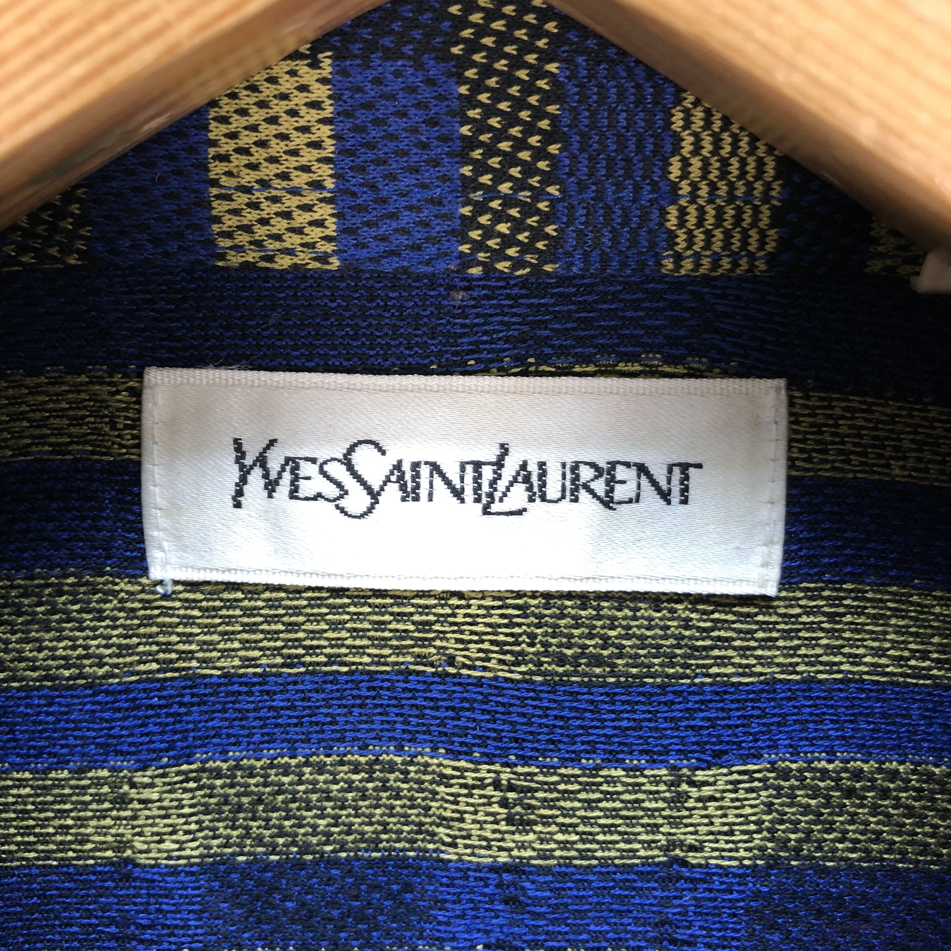 Yves Saint Laurent VINTAGE YSL CHECKED LONG SLEEVE POLO SHIRT #6336-63 Size US M / EU 48-50 / 2 - 7 Thumbnail