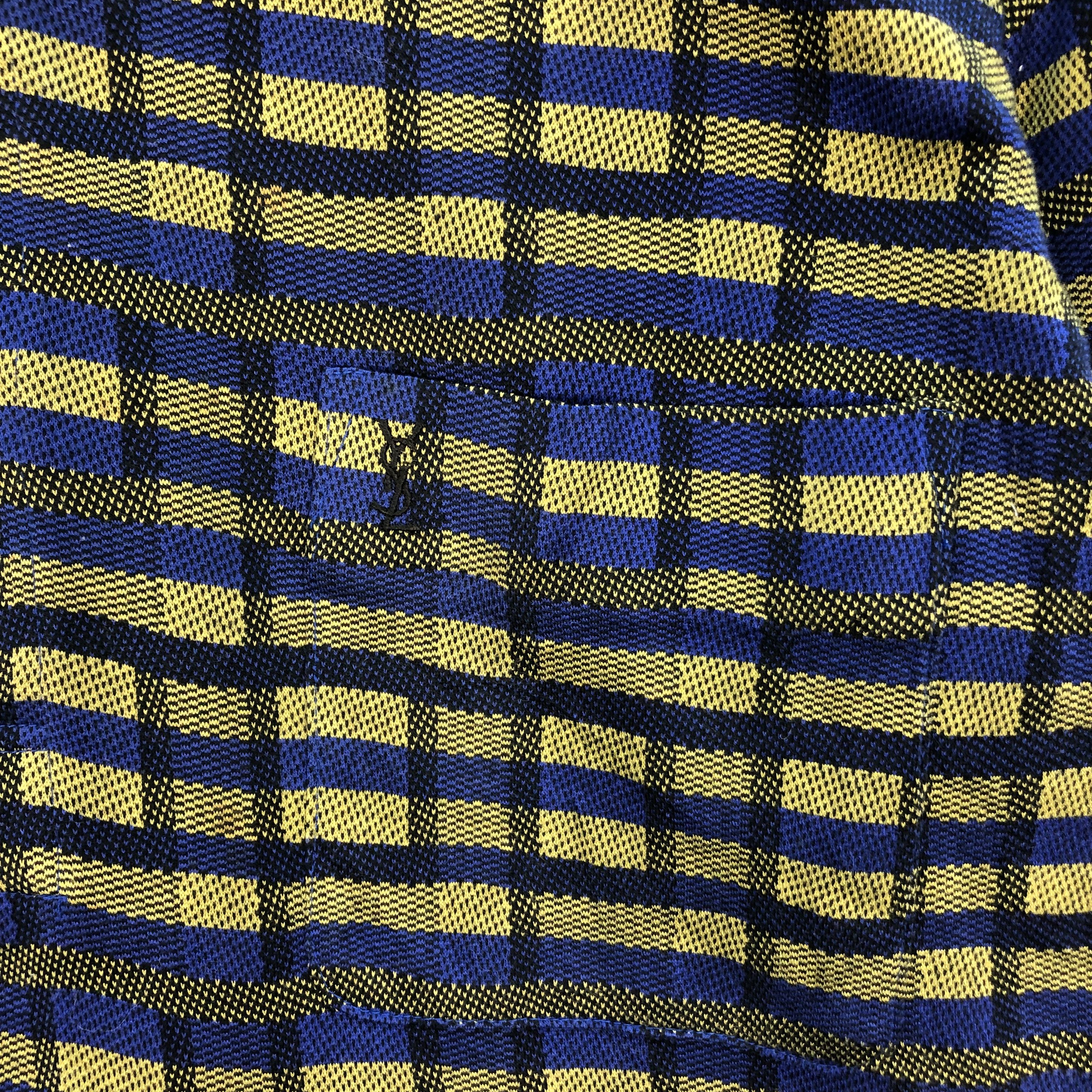 Yves Saint Laurent VINTAGE YSL CHECKED LONG SLEEVE POLO SHIRT #6336-63 Size US M / EU 48-50 / 2 - 3 Thumbnail