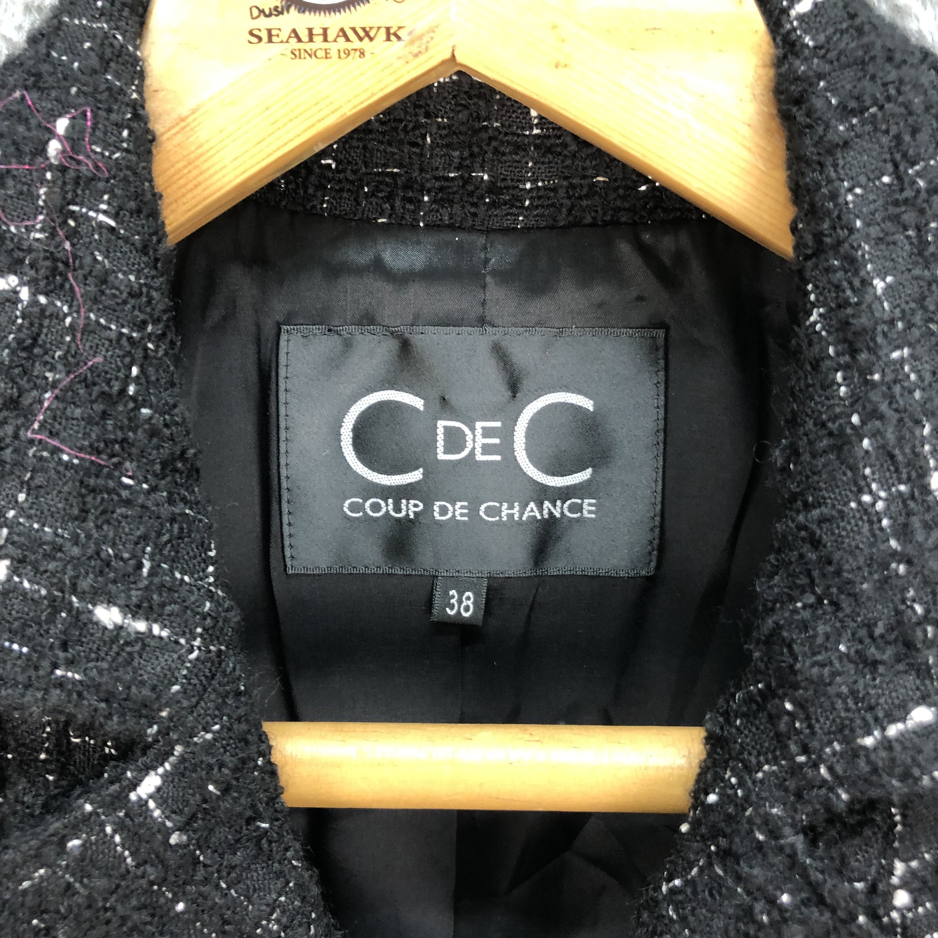 Japanese Brand COUP DE CHANCE BLACK TWEED JACKET FASHION STYLE #5027-34 Size S / US 4 / IT 40 - 6 Thumbnail