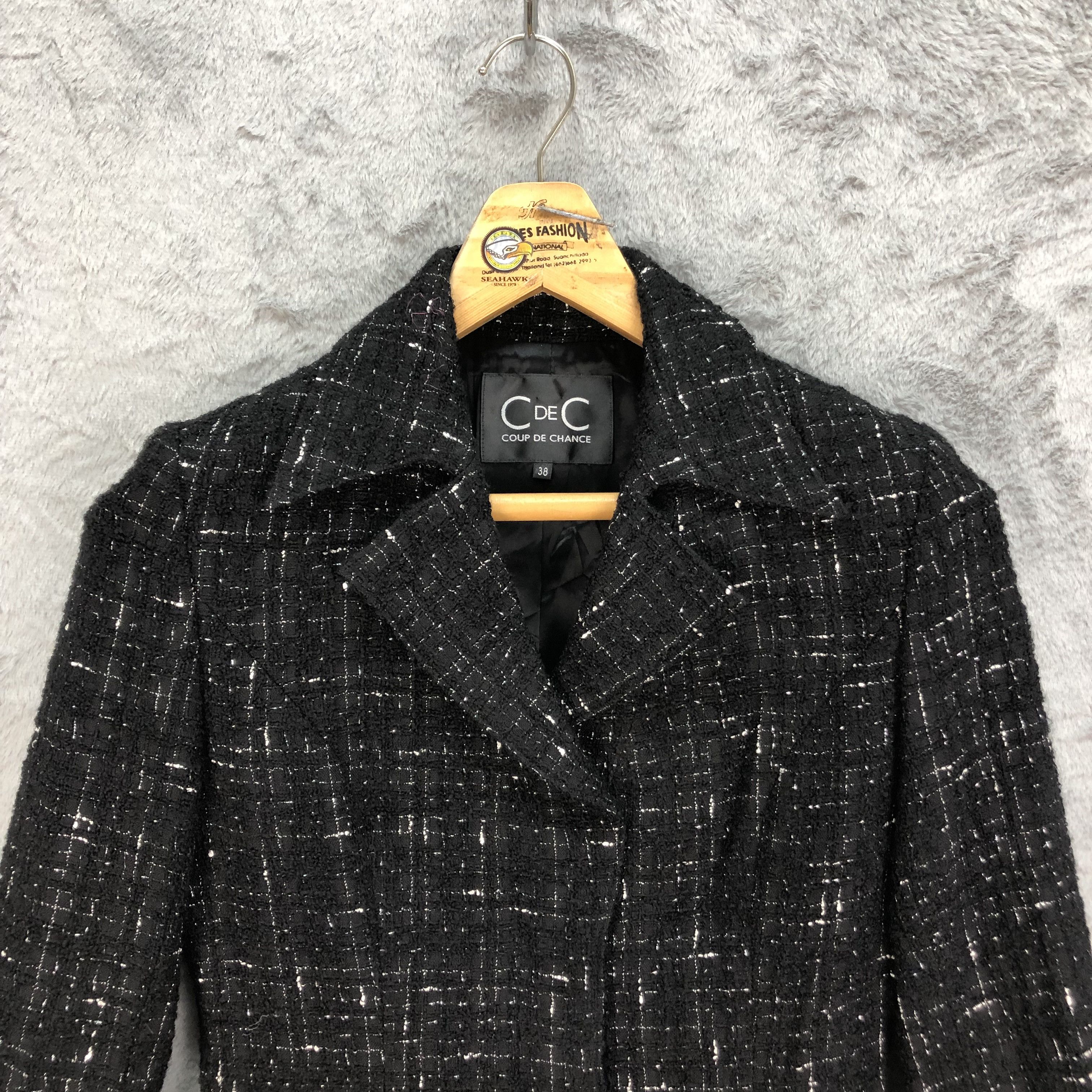 Japanese Brand COUP DE CHANCE BLACK TWEED JACKET FASHION STYLE #5027-34 Size S / US 4 / IT 40 - 2 Thumbnail