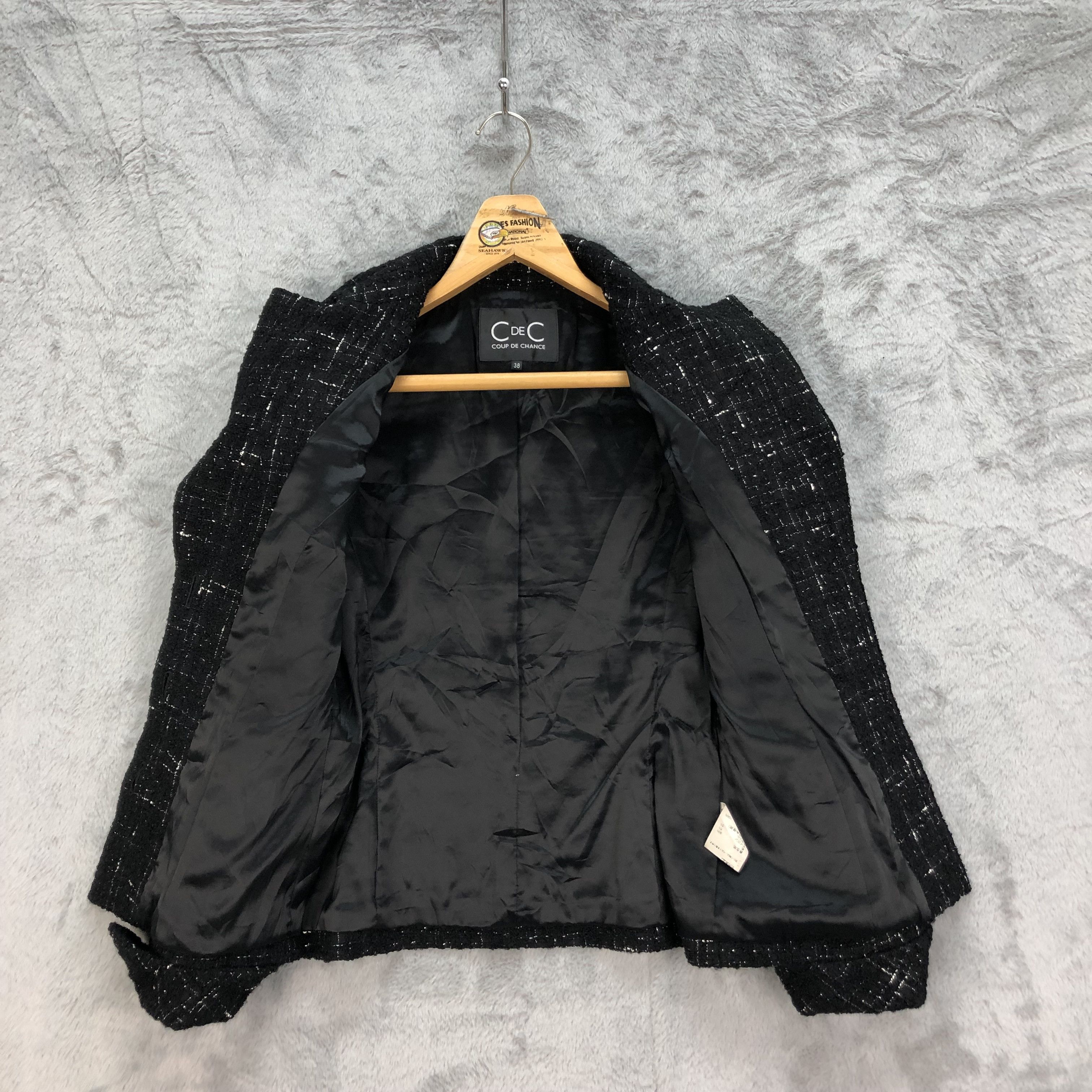 Japanese Brand COUP DE CHANCE BLACK TWEED JACKET FASHION STYLE #5027-34 Size S / US 4 / IT 40 - 7 Thumbnail