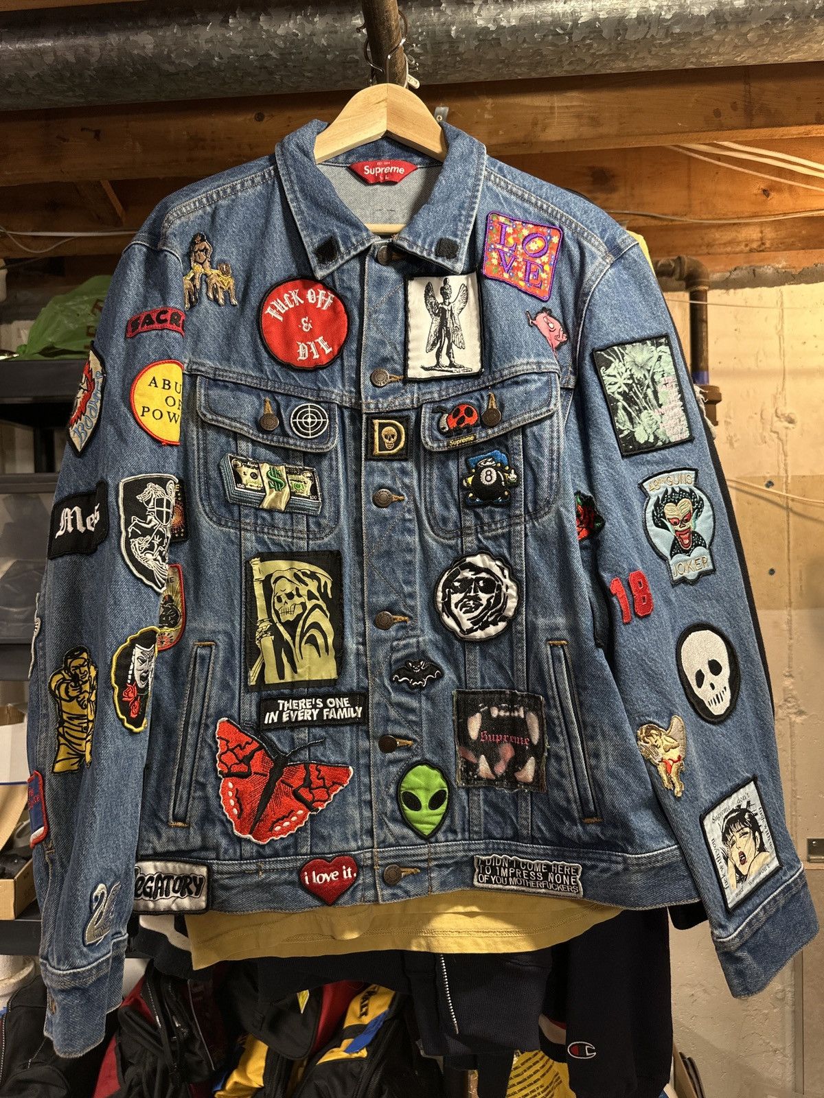 Supreme jean jacket on sale patches