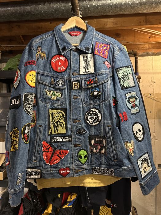 Supreme Patches Denim Trucker Jacket 'Blue