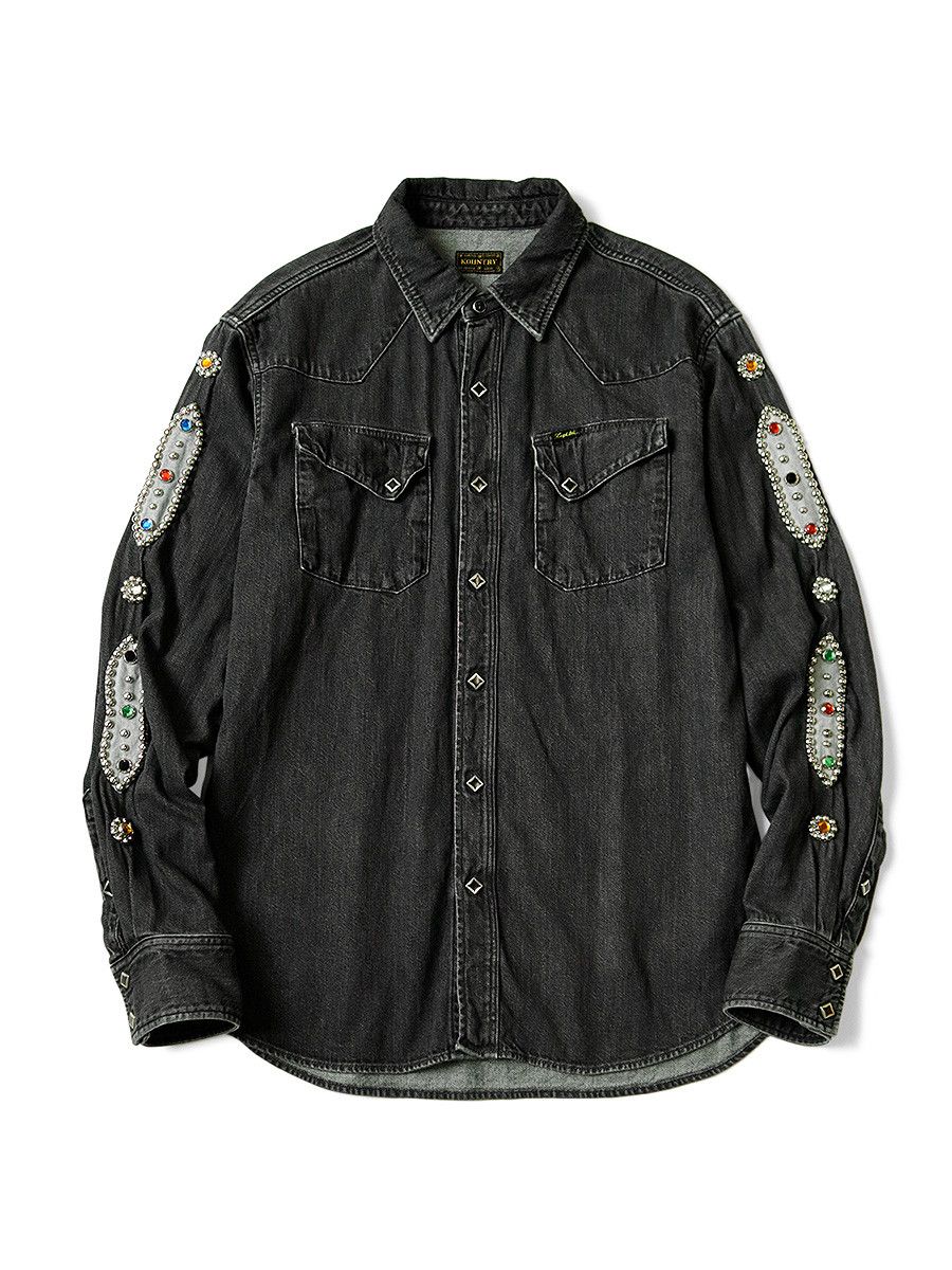 Kapital Kapital 8oz Black Denim Studs Remake Western Shirt Size US XXL / EU 58 / 5 - 2 Thumbnail