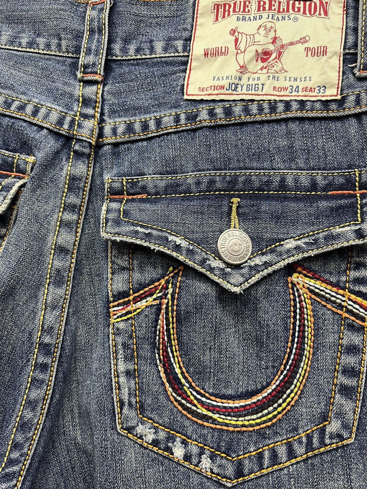 True Religion × Vintage 🔥SICK TRUE RELIGION JOEY BIG T Distressed Baggy Flared💥 Size US 33 - 13 Thumbnail