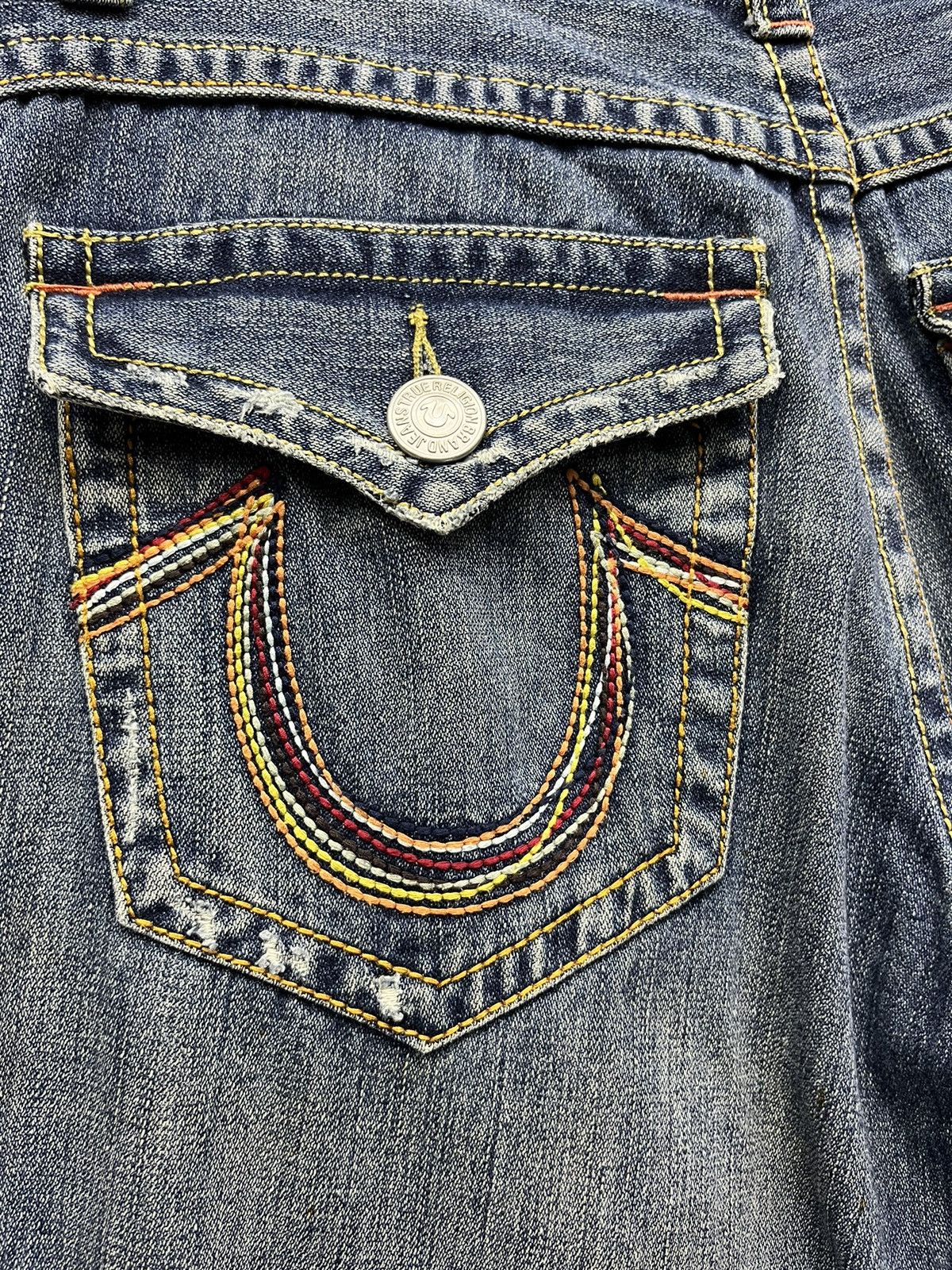 True Religion × Vintage 🔥SICK TRUE RELIGION JOEY BIG T Distressed Baggy Flared💥 Size US 33 - 12 Thumbnail