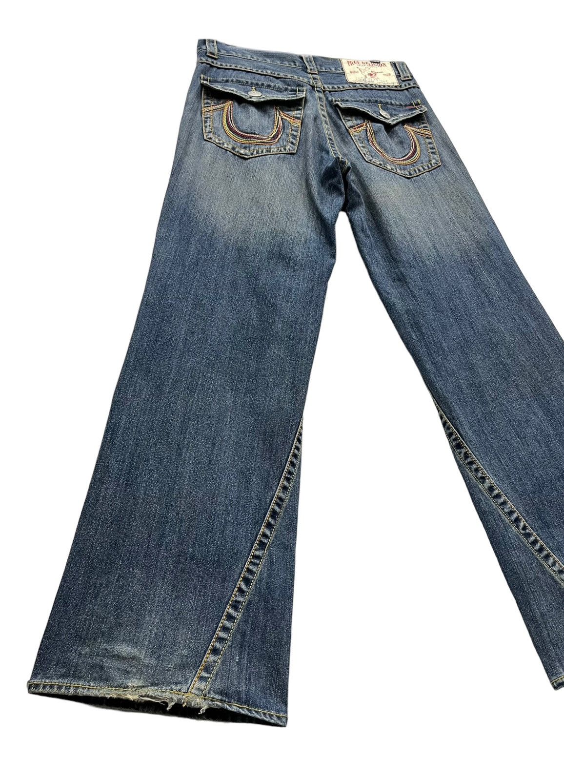 True Religion × Vintage 🔥SICK TRUE RELIGION JOEY BIG T Distressed Baggy Flared💥 Size US 33 - 7 Thumbnail