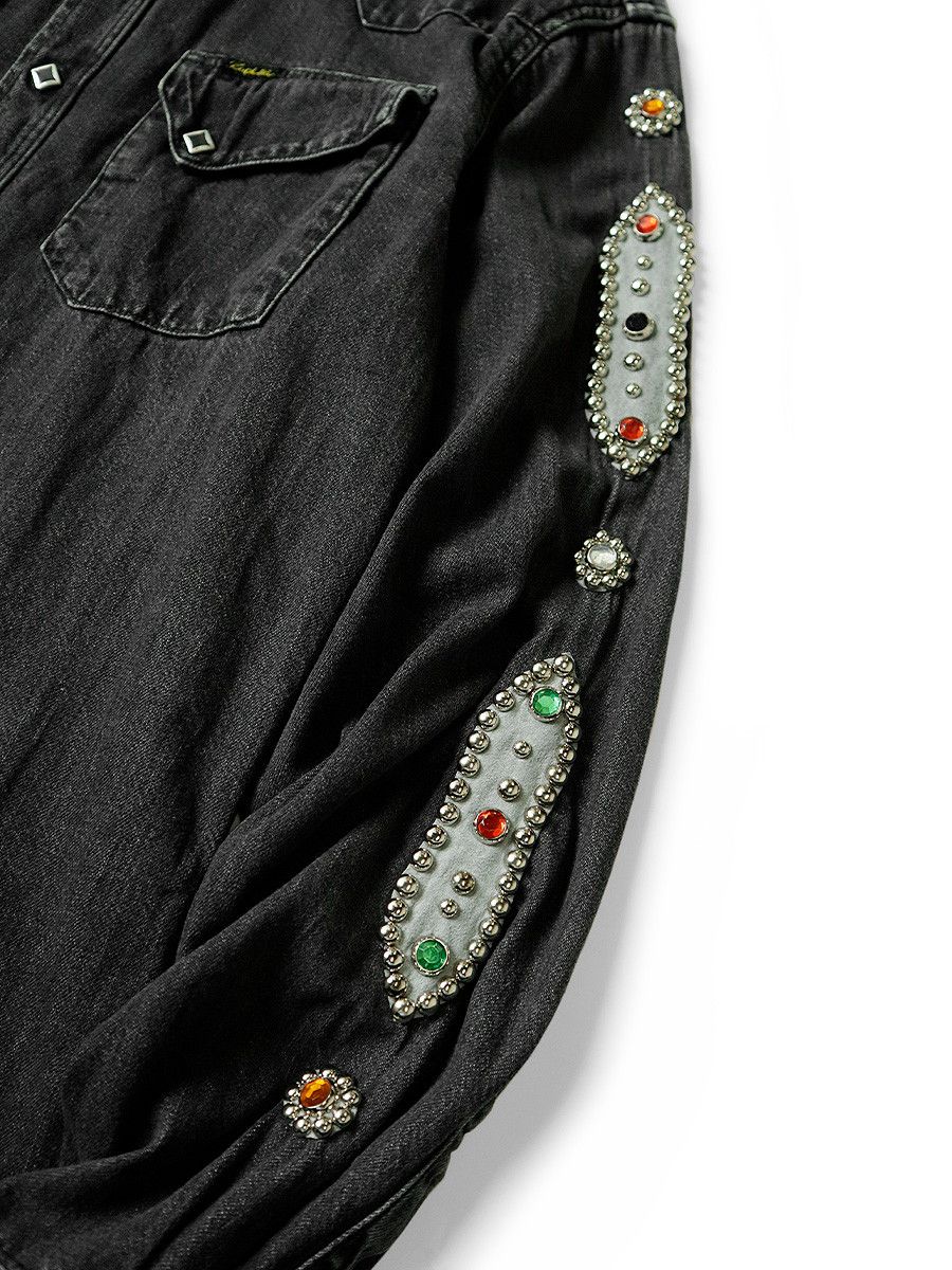 Kapital Kapital 8oz Black Denim Studs Remake Western Shirt Size US M / EU 48-50 / 2 - 8 Thumbnail