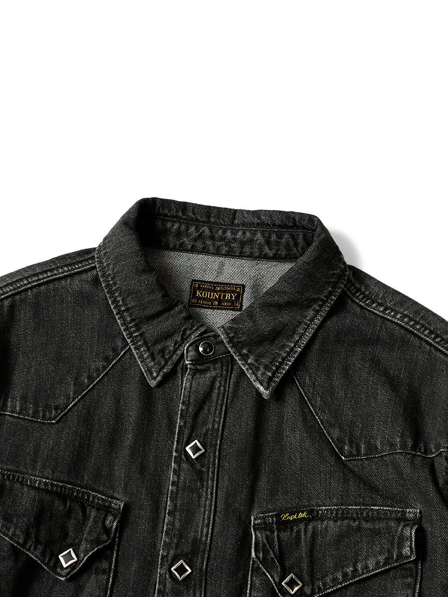 Kapital Kapital 8oz Black Denim Studs Remake Western Shirt Size US M / EU 48-50 / 2 - 4 Thumbnail