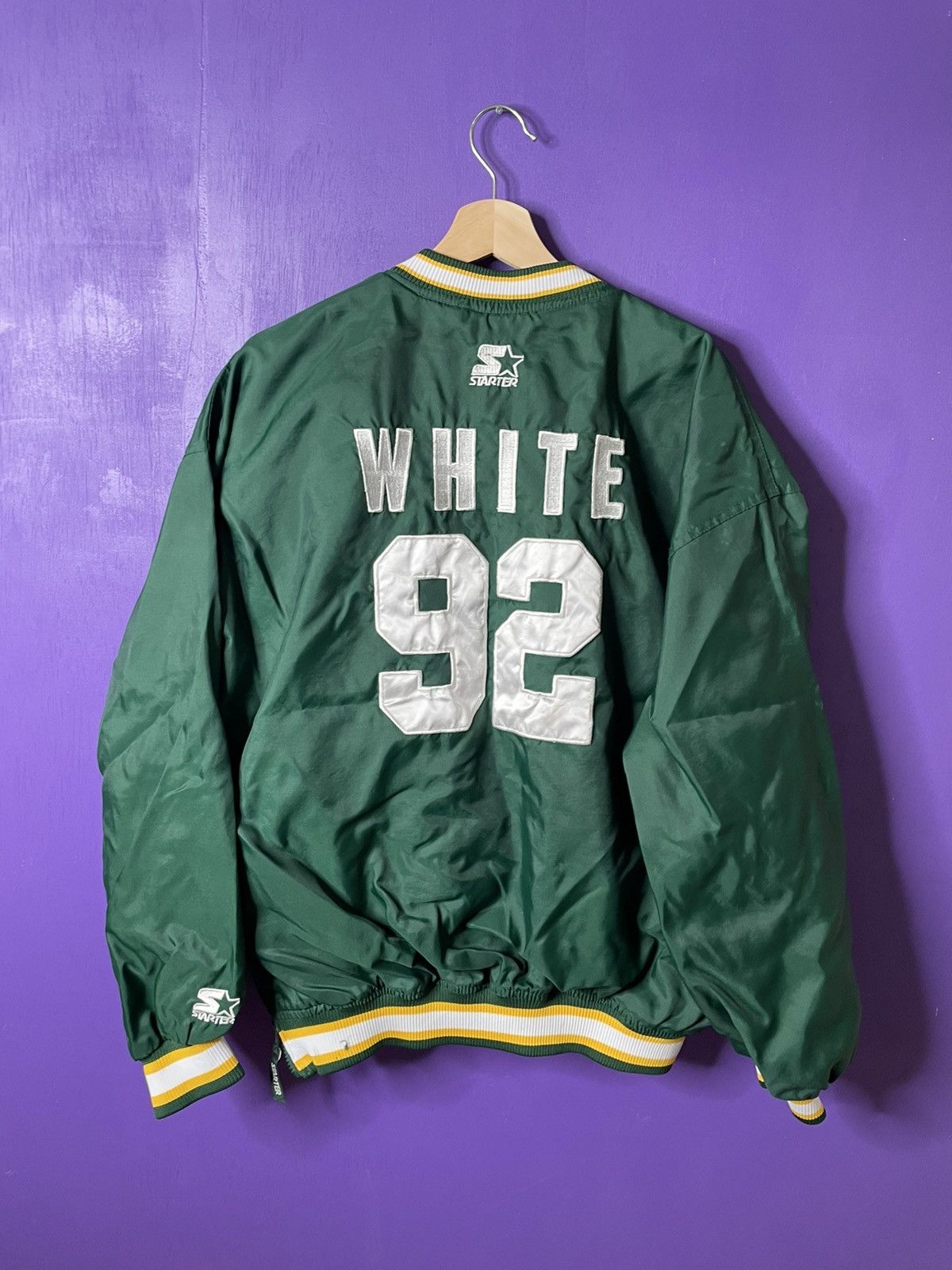 NFL × Starter × Vintage Vintage Starter Reggie white Green Bay packers windbreaker Size US L / EU 52-54 / 3 - 2 Thumbnail