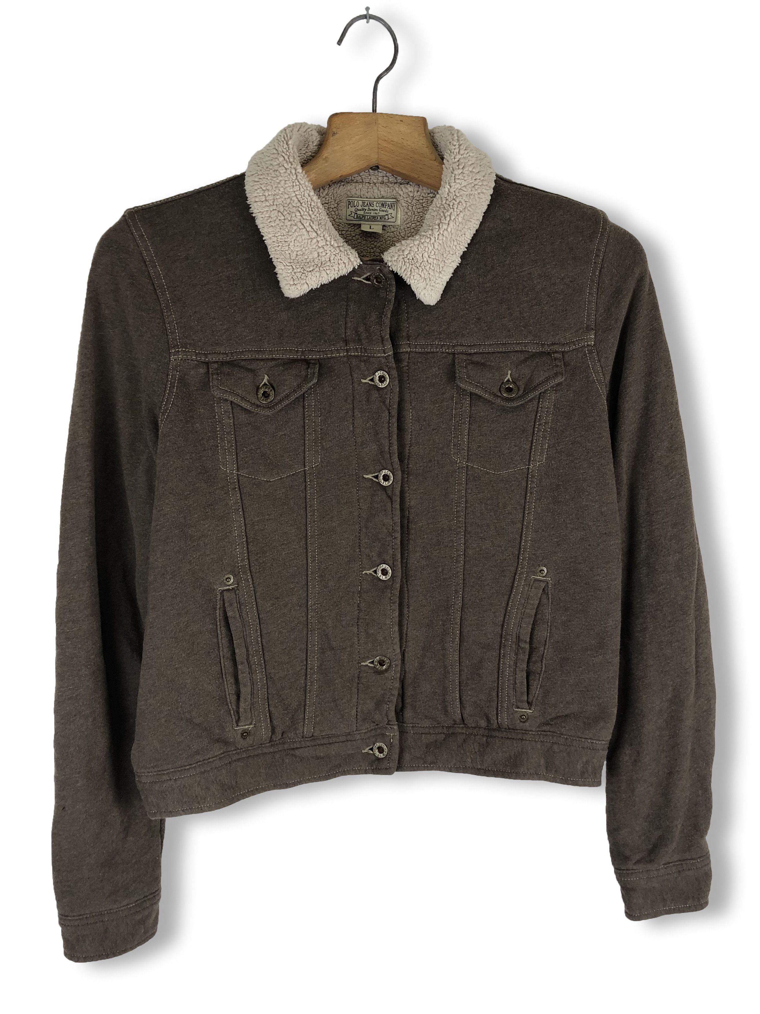 Ralph Lauren 00s Vintage POLO JEANS C.O. Brown Wool Sherpa Crop M100 Size US M / EU 48-50 / 2 - 2 Thumbnail