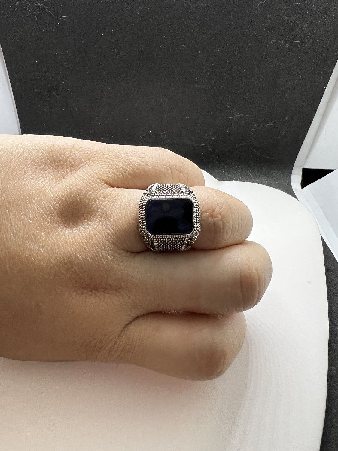 Jewelry Black CZ Tibetan Silver Ring - Size 7.75 Size ONE SIZE - 5 Thumbnail