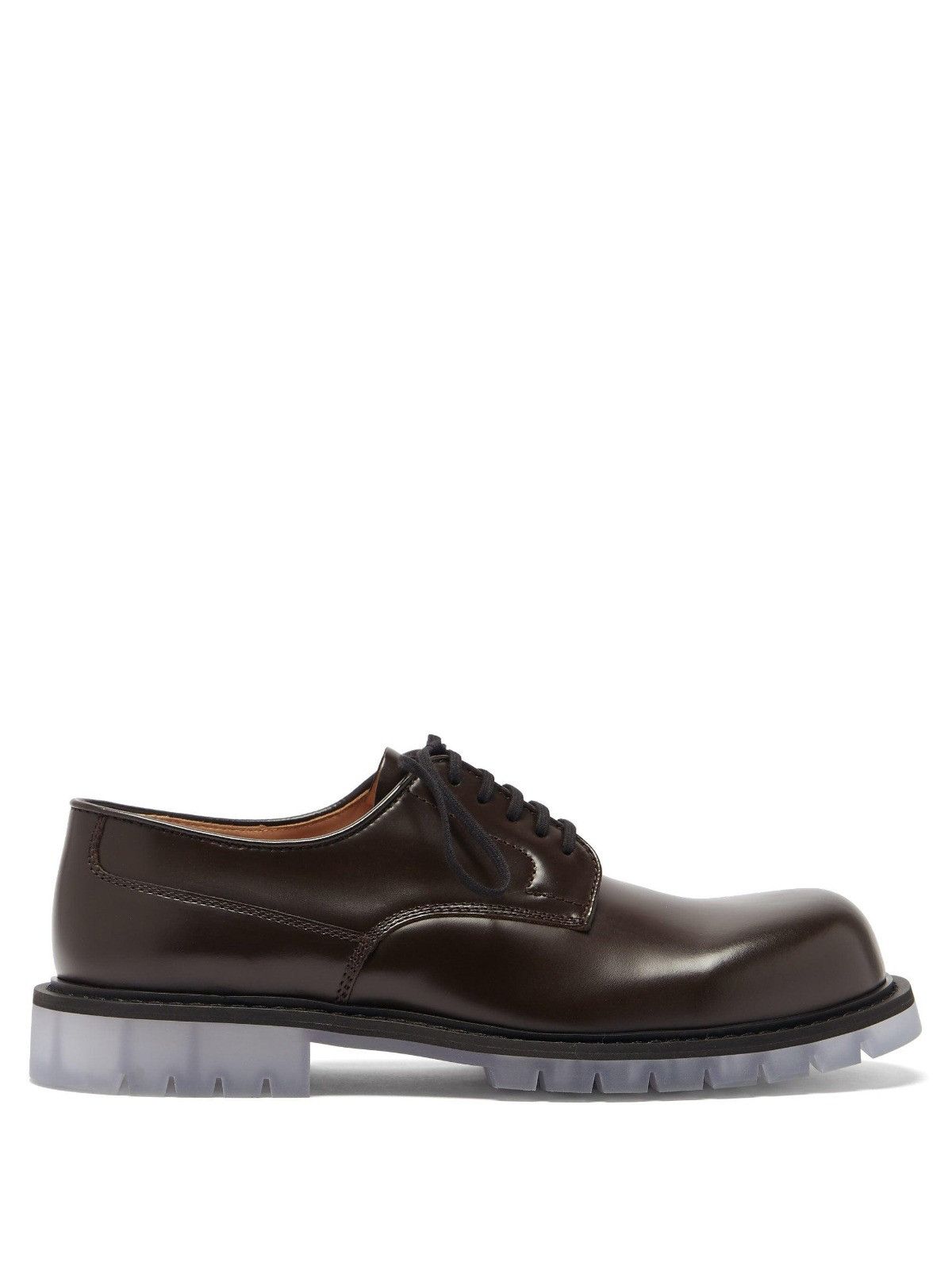 image of Bottega Veneta Leather Derby Shoes In Espresso Brown Color, Men's (Size 12)