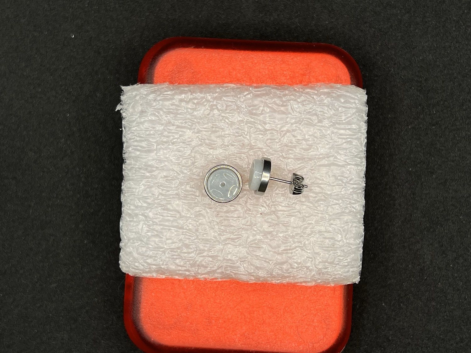 Handmade Coin Jade Stainless Steel Stud Earrings Size ONE SIZE - 2 Thumbnail