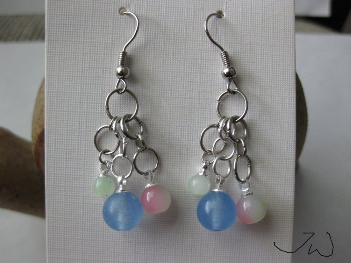 Handmade Mix Crystal Beads Dangle Earrings Size ONE SIZE - 1 Thumbnail