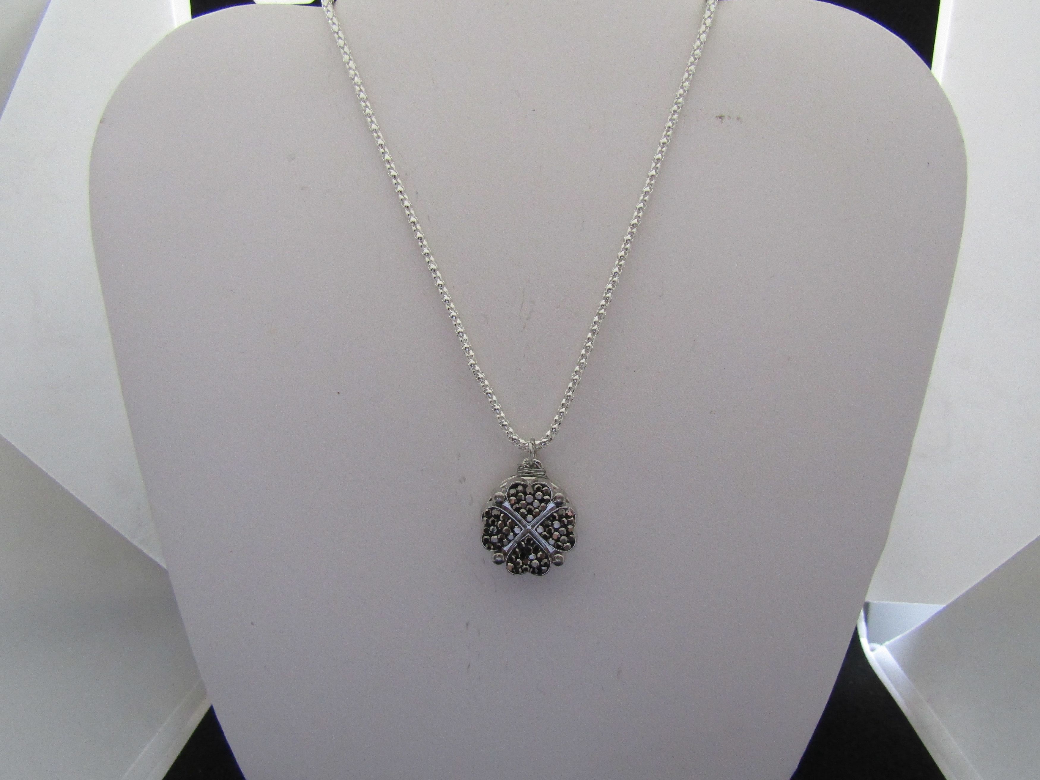 Handmade Black Czs Clover Chain Necklace Size ONE SIZE - 1 Thumbnail