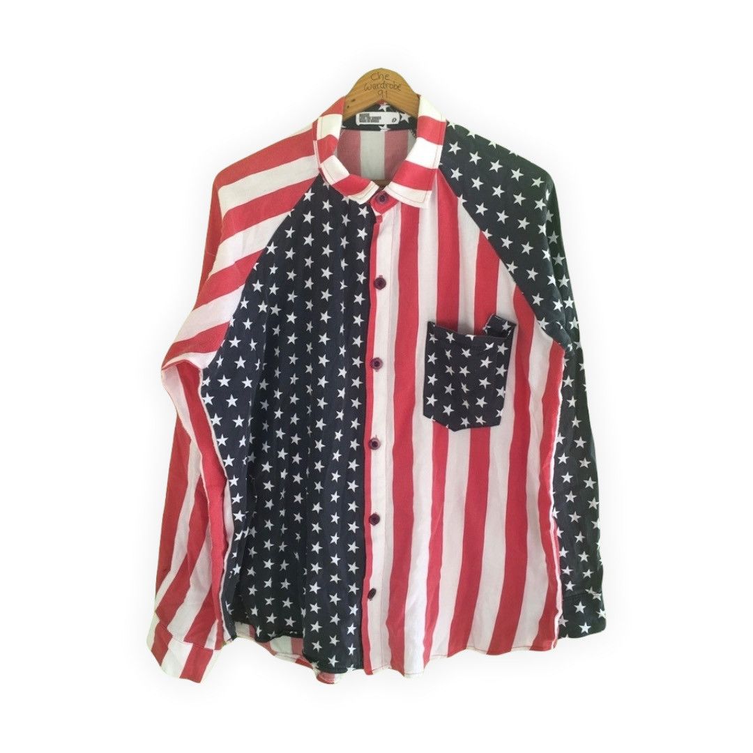 Japanese Brand USA Flag Long Sleeve Button Ups Shirt Size US L / EU 52-54 / 3 - 1 Thumbnail