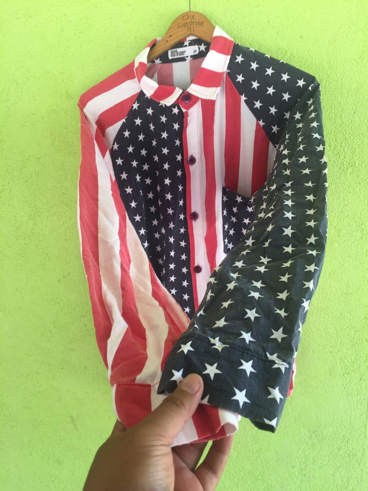 Japanese Brand USA Flag Long Sleeve Button Ups Shirt Size US L / EU 52-54 / 3 - 9 Thumbnail