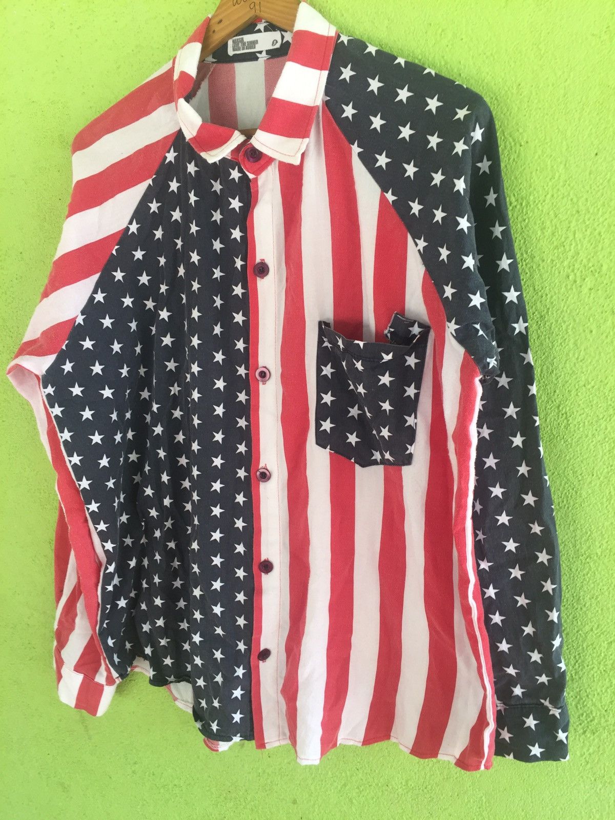 Japanese Brand USA Flag Long Sleeve Button Ups Shirt Size US L / EU 52-54 / 3 - 6 Thumbnail
