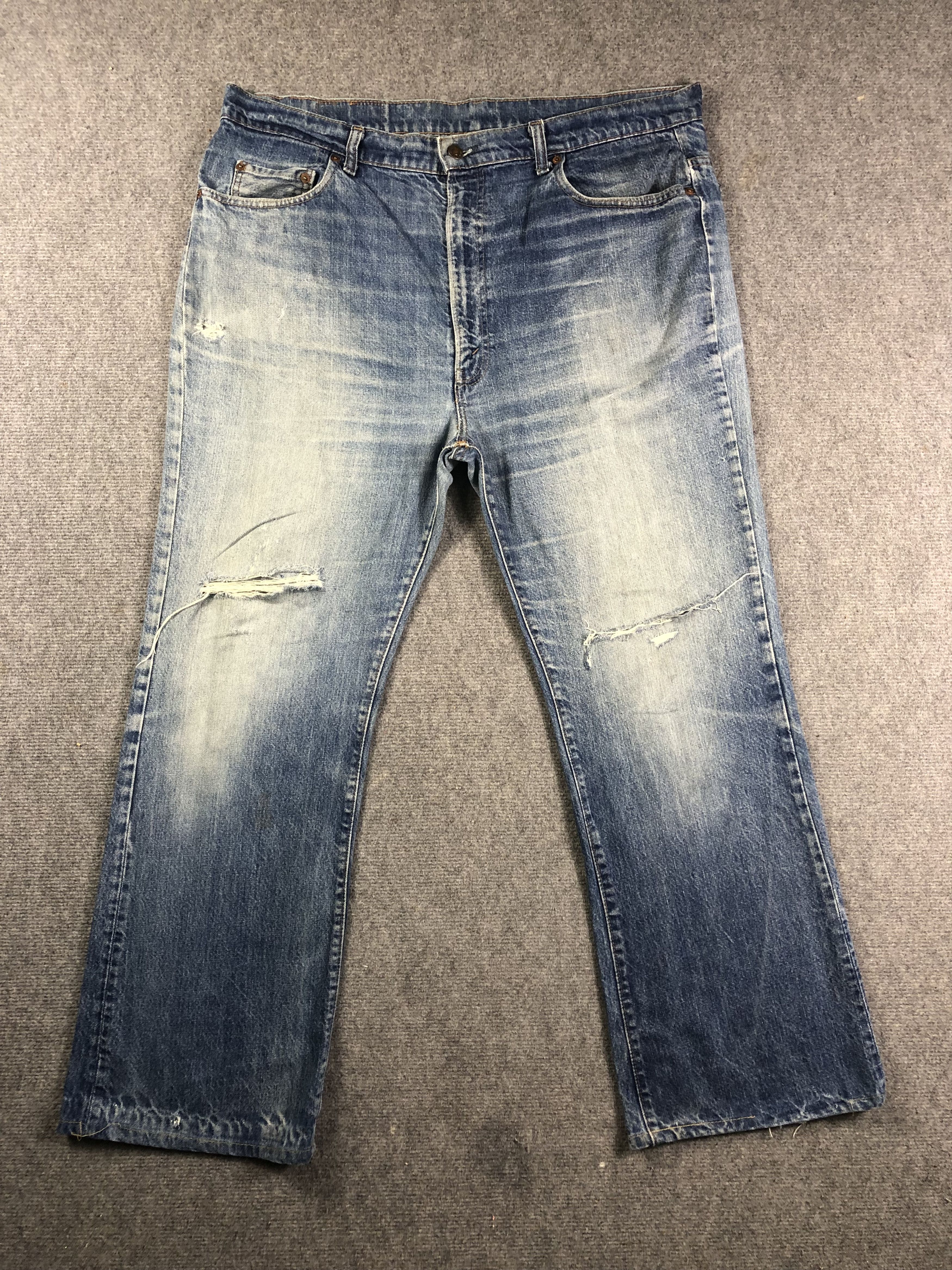 image of Wash Blue Vintage Levis 517 Flare Talon Zip Jeans 42X29.5 in Blue Wash, Men's