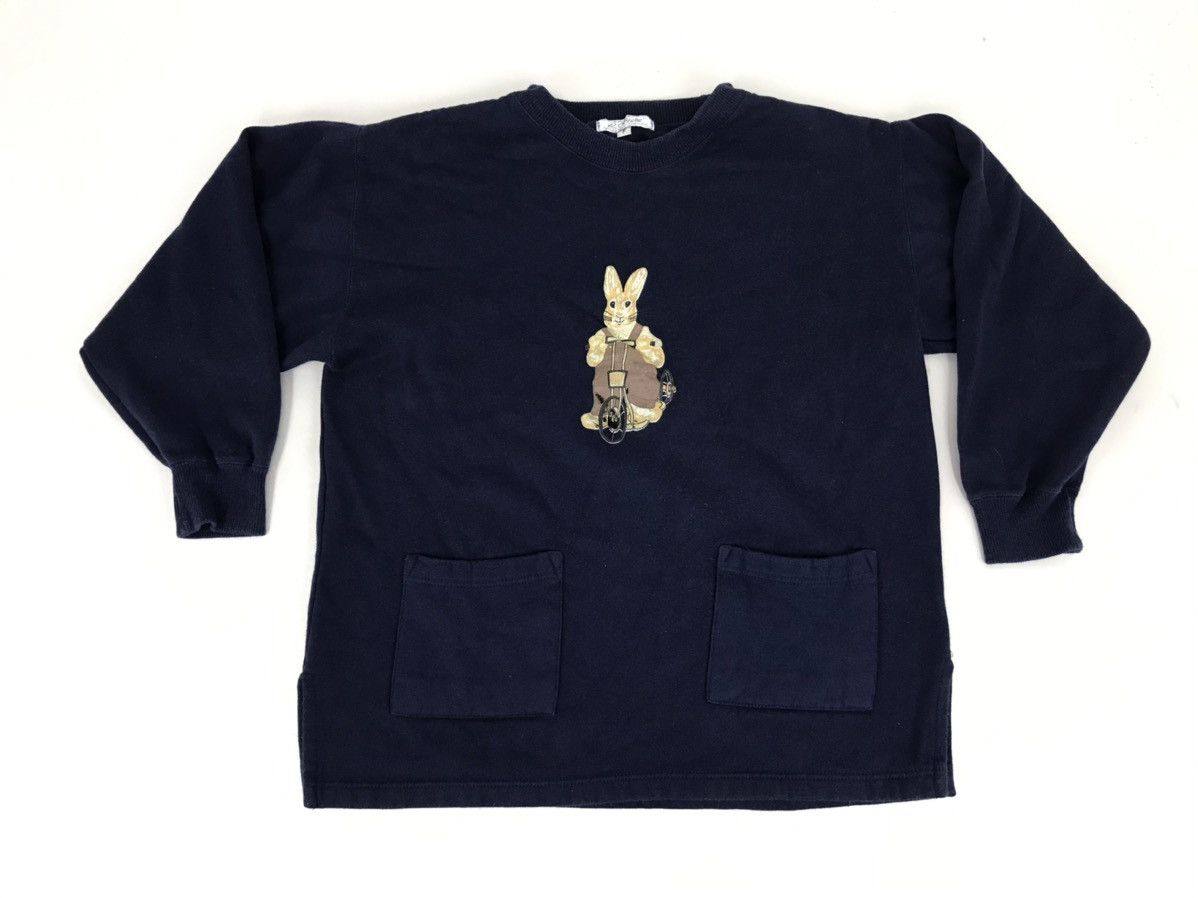 image of Vintage L.biche Collection Sweatshirt Bunny Rabbit Logo Anime in Blue Black, Women's (Size Medium)