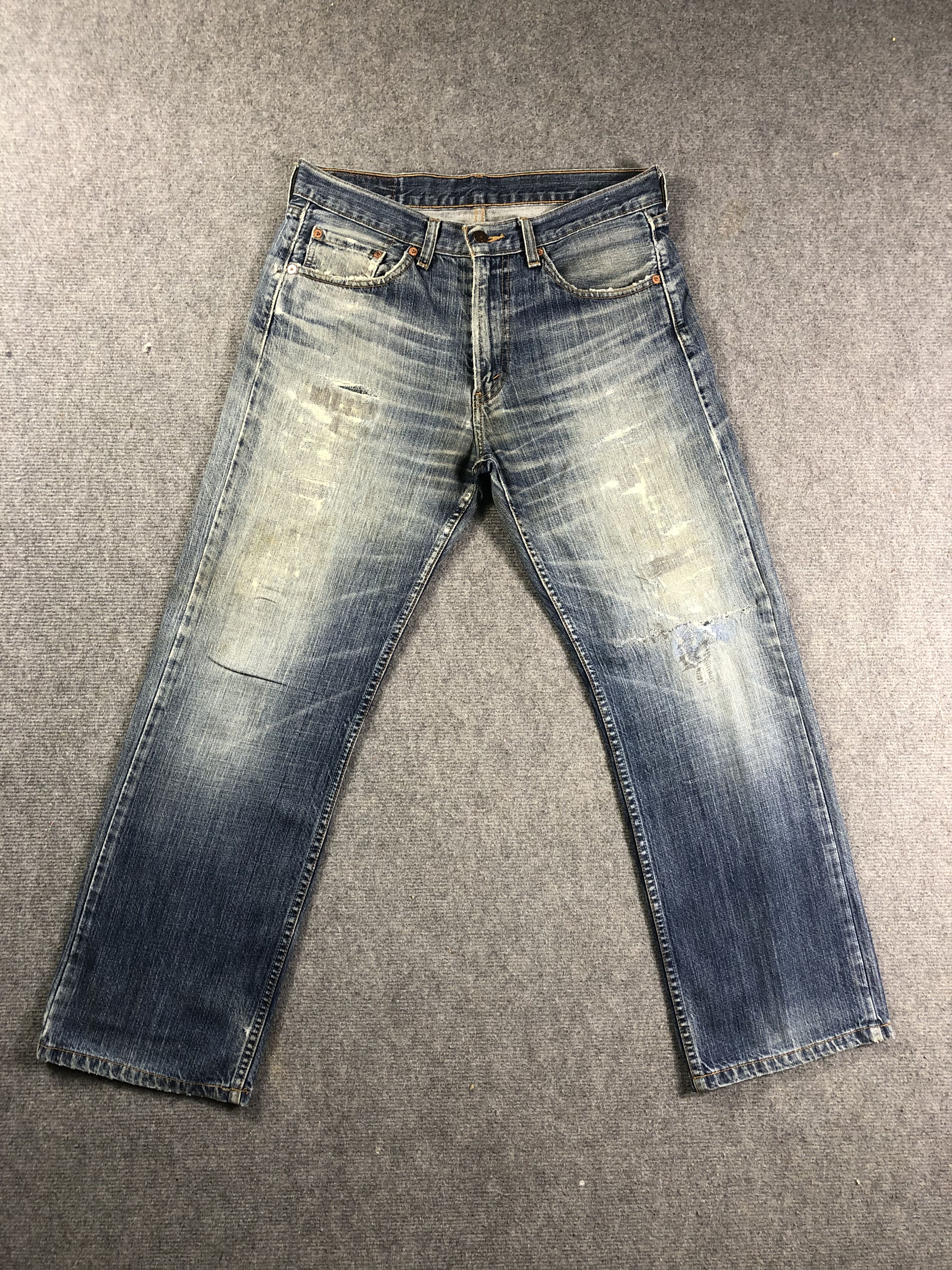 image of Levis Distressed Jeans 34X28.5 in Blue Distressed, Men's