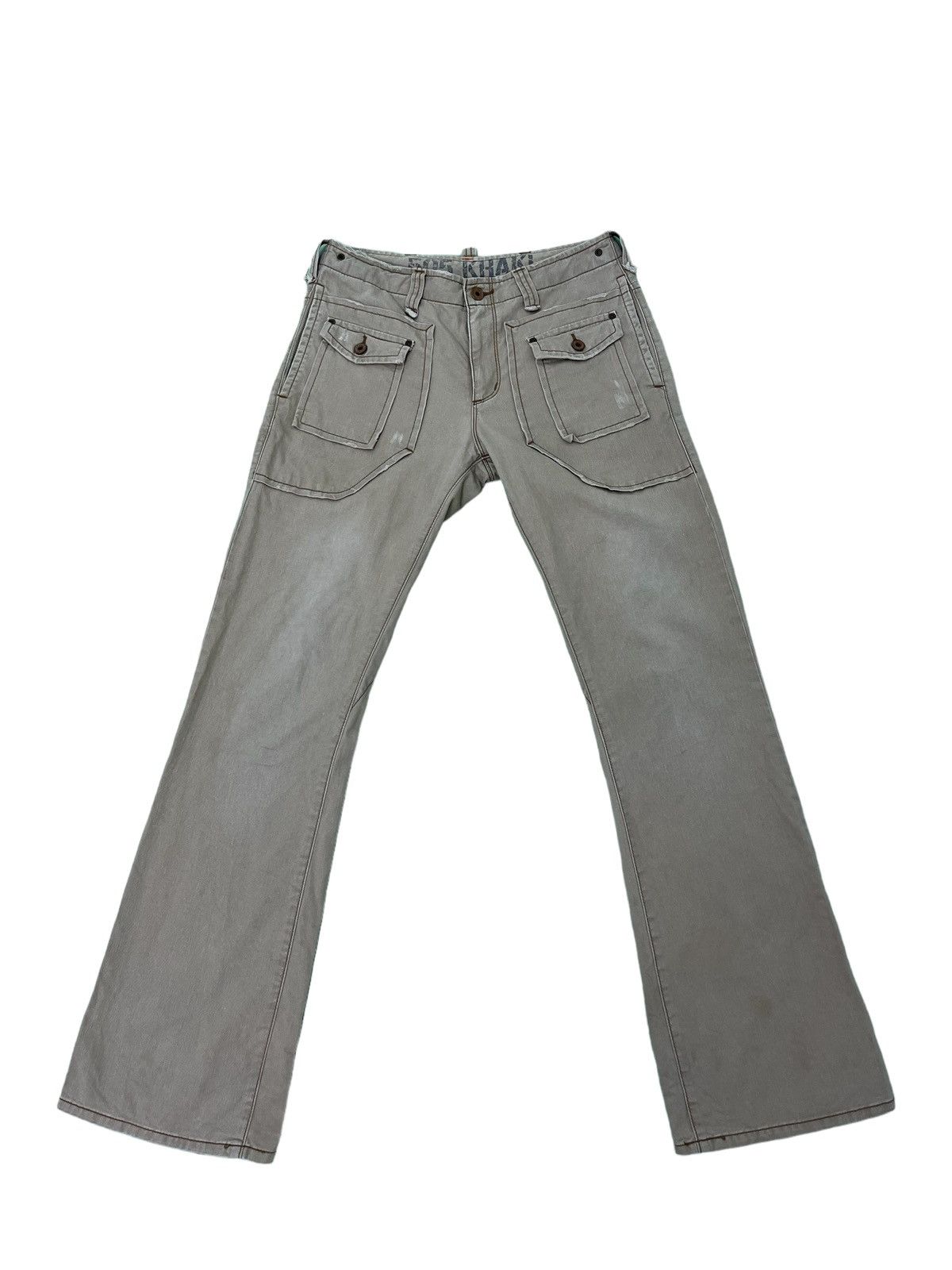 Japanese Brand Flare Jeans Edwin 505 Khaki Boot Cut 2🟦2 Size US 31 - 2 Thumbnail