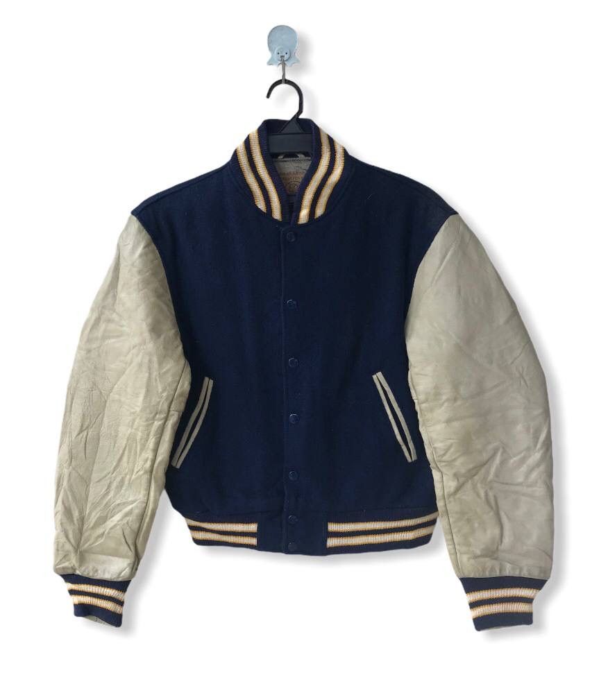 Golden Bear VINTAGE GOLDEN BEAR WOOL/LEATHER PLAIN VARSITY JACKET Size US S / EU 44-46 / 1 - 1 Thumbnail