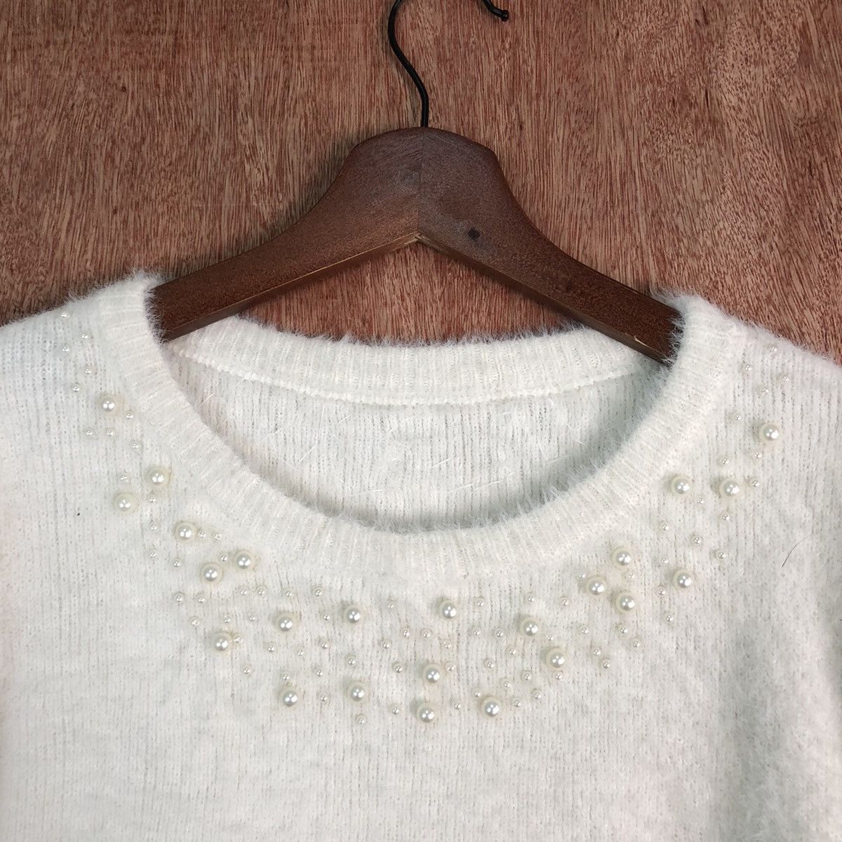 Homespun Knitwear RD White Shag Shaggy Fur Mohair Knitwear #6513 Size US XS / EU 42 / 0 - 7 Thumbnail