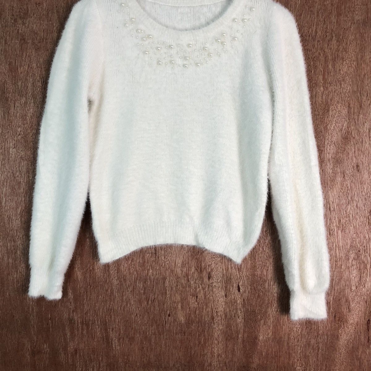 Homespun Knitwear RD White Shag Shaggy Fur Mohair Knitwear #6513 Size US XS / EU 42 / 0 - 3 Thumbnail