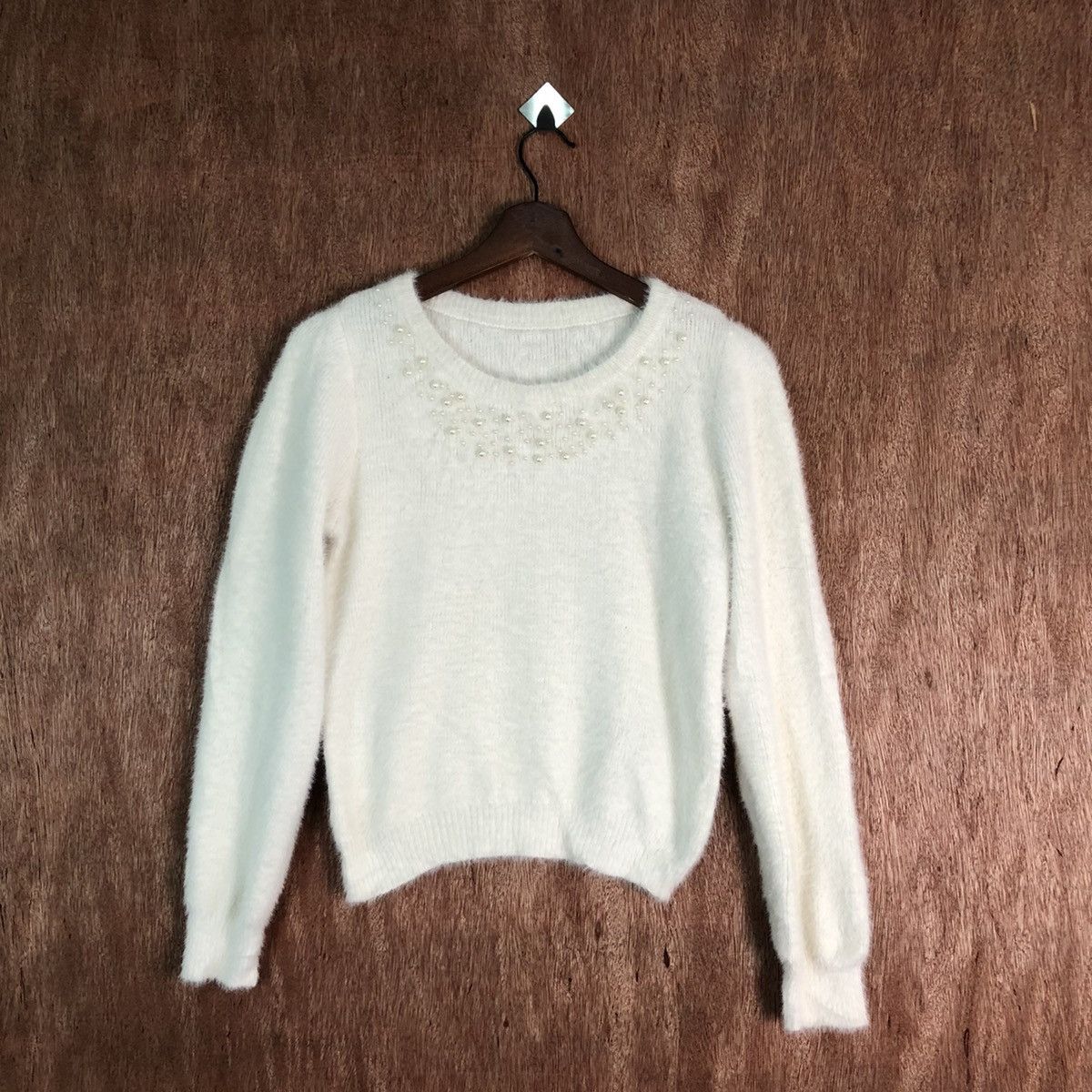 Homespun Knitwear RD White Shag Shaggy Fur Mohair Knitwear #6513 Size US XS / EU 42 / 0 - 1 Thumbnail