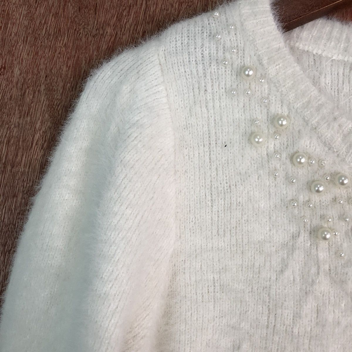 Homespun Knitwear RD White Shag Shaggy Fur Mohair Knitwear #6513 Size US XS / EU 42 / 0 - 6 Thumbnail