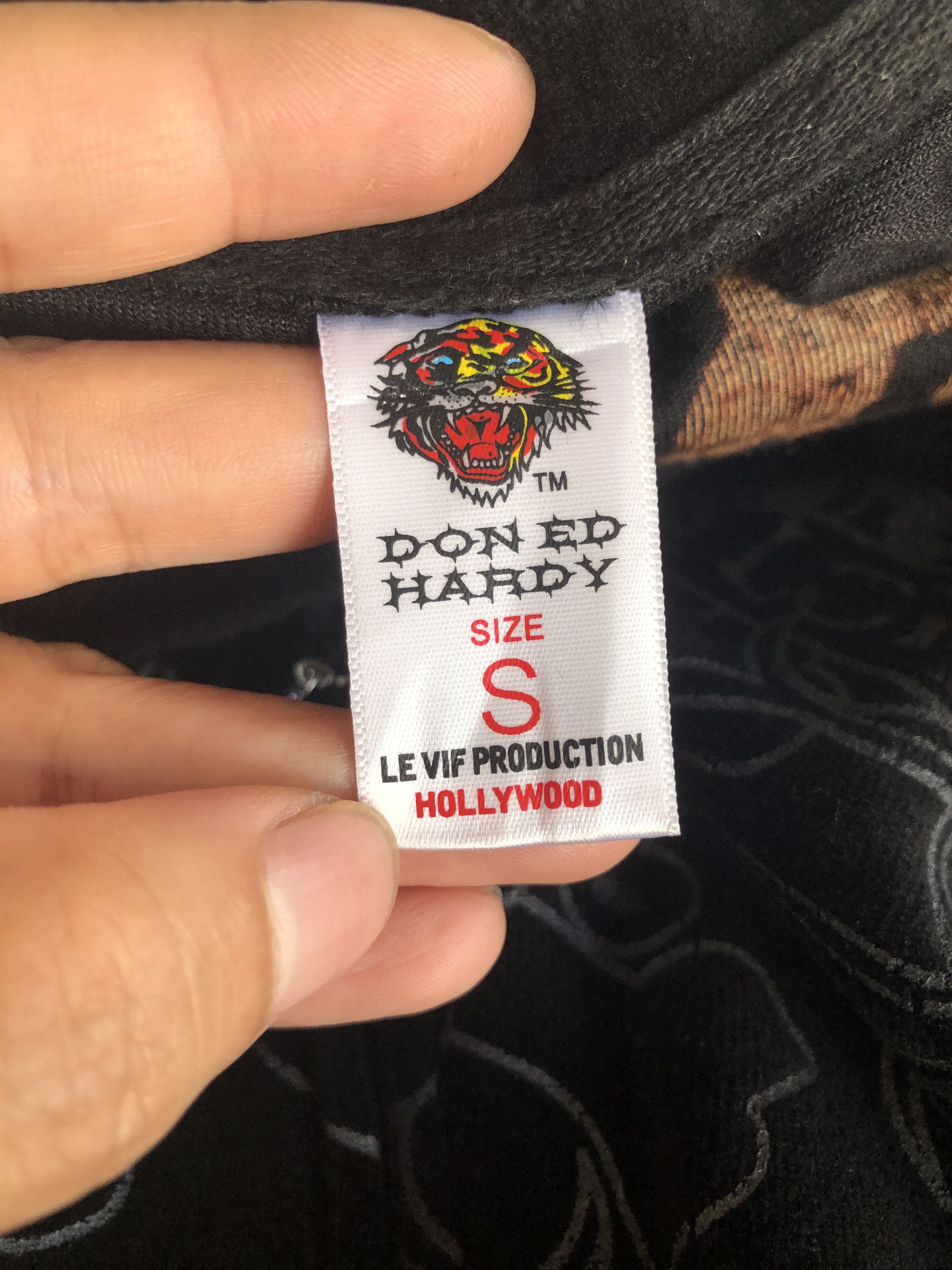 Ed Hardy RARE🔥ED HARDY FULLPRINT VELVET RHINESTONE ZIPPER HOODIE Size XXS / US 00 / IT 34 - 15 Thumbnail
