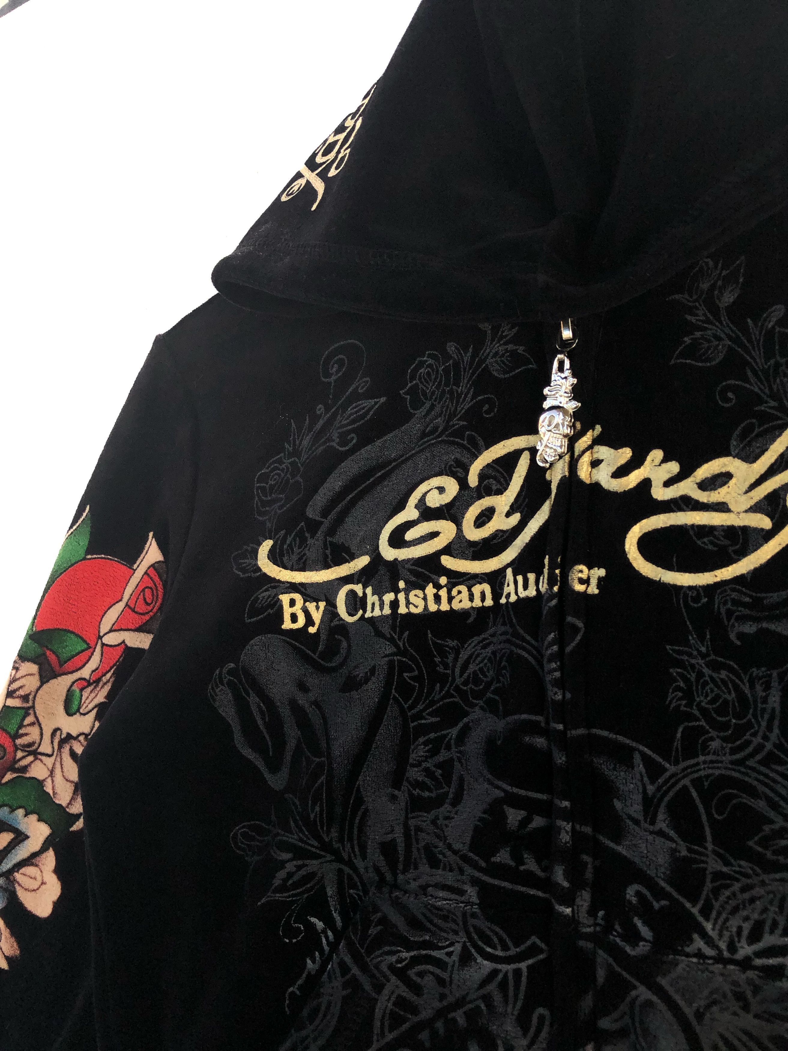 Ed Hardy RARE🔥ED HARDY FULLPRINT VELVET RHINESTONE ZIPPER HOODIE Size XXS / US 00 / IT 34 - 12 Thumbnail