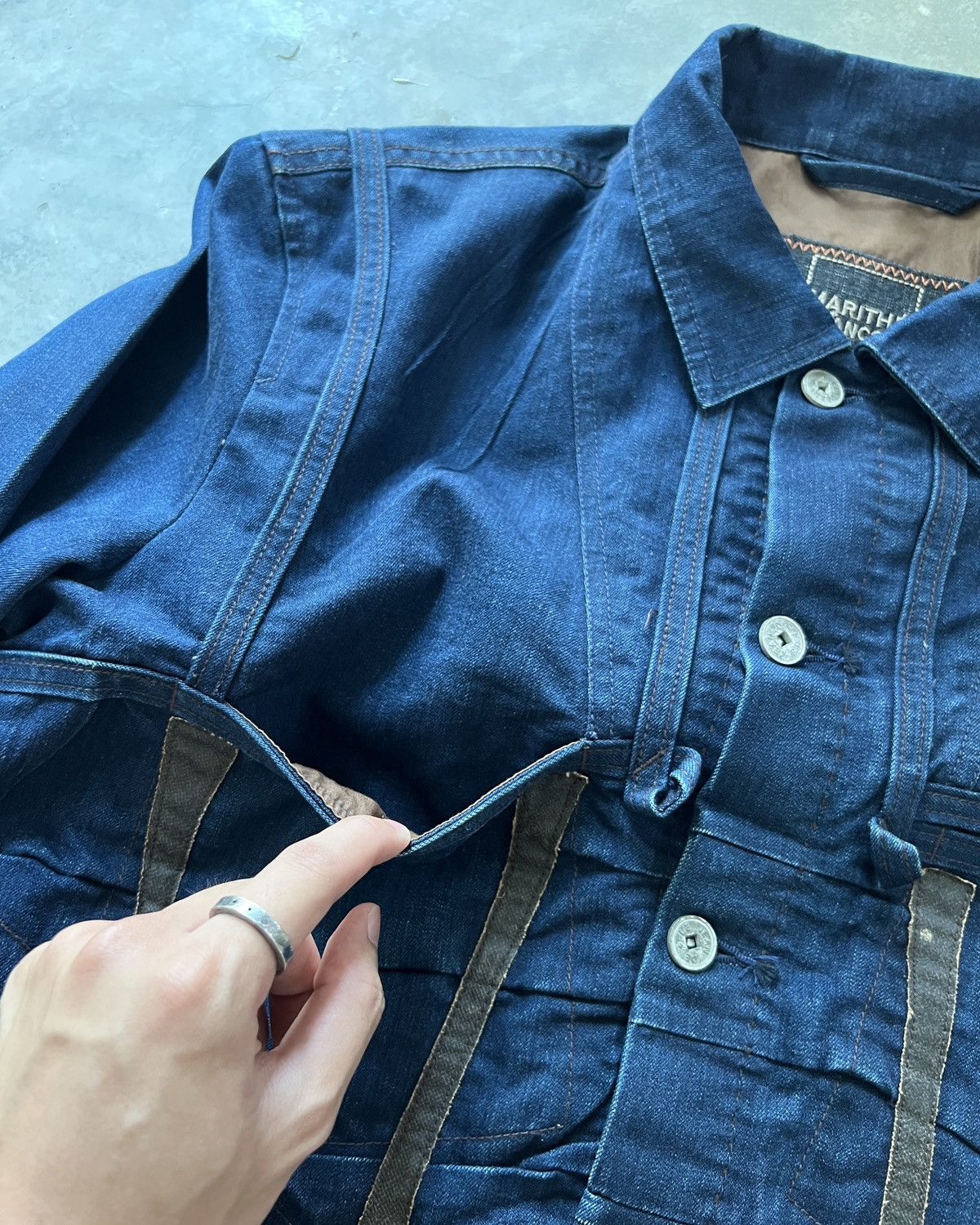 Marithe + Francois Girbaud 90s Marithé François Girbaud Archive Panelled Denim Jacket Size US L / EU 52-54 / 3 - 7 Thumbnail