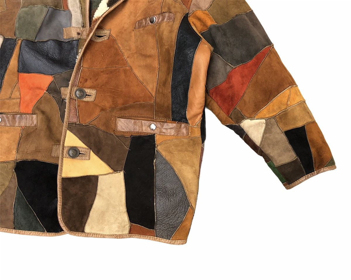 Genuine Leather Vintage Colourful Leather Patchwork Sherpa Heavy Jacket Size US M / EU 48-50 / 2 - 7 Thumbnail